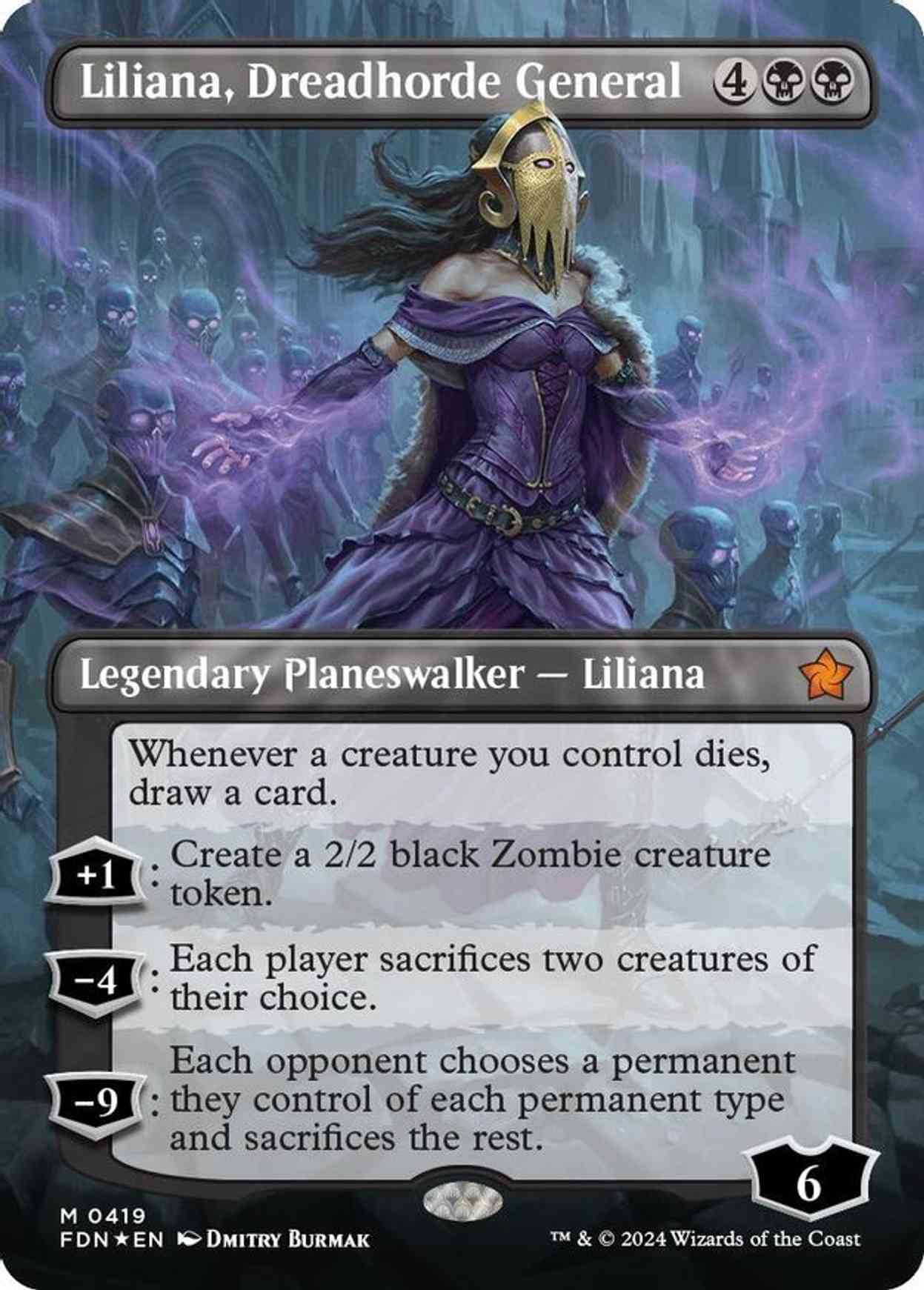 Liliana, Dreadhorde General (Borderless) (Mana Foil) magic card front