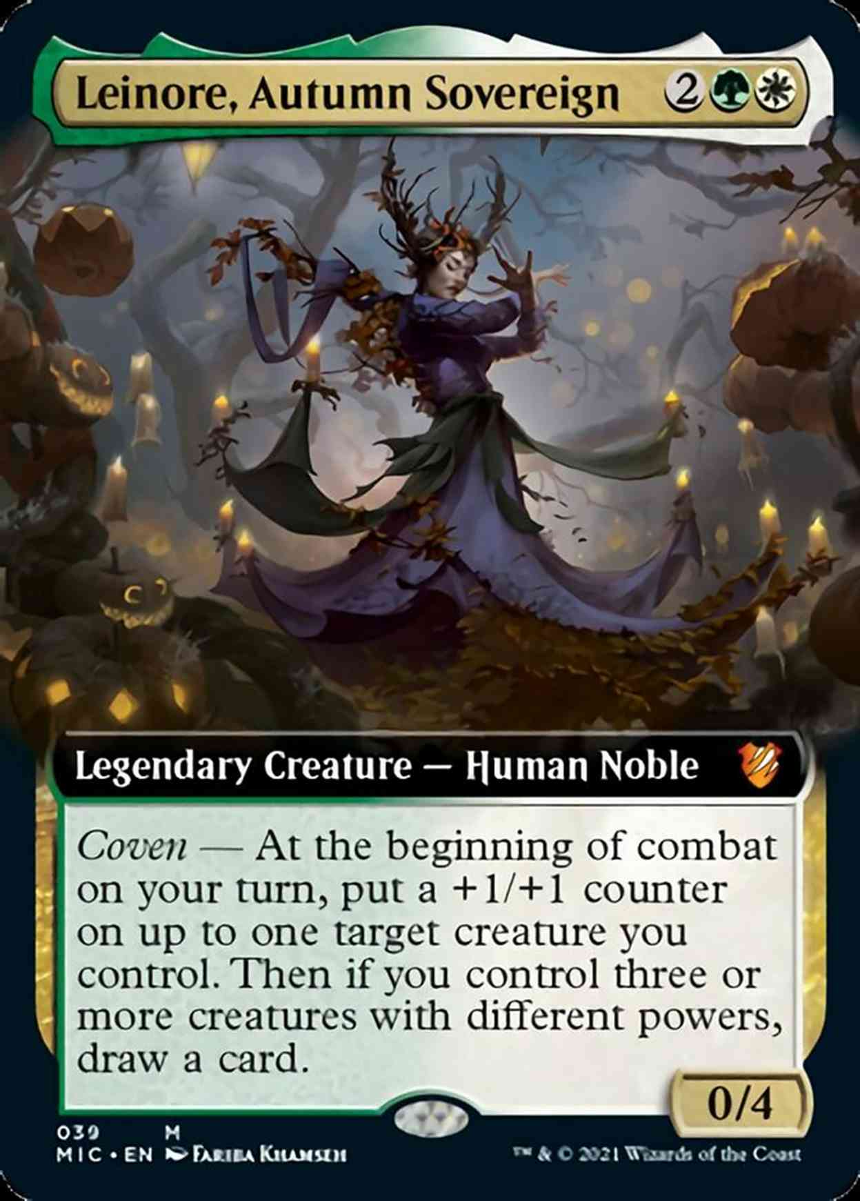 Leinore, Autumn Sovereign (Extended Art) magic card front