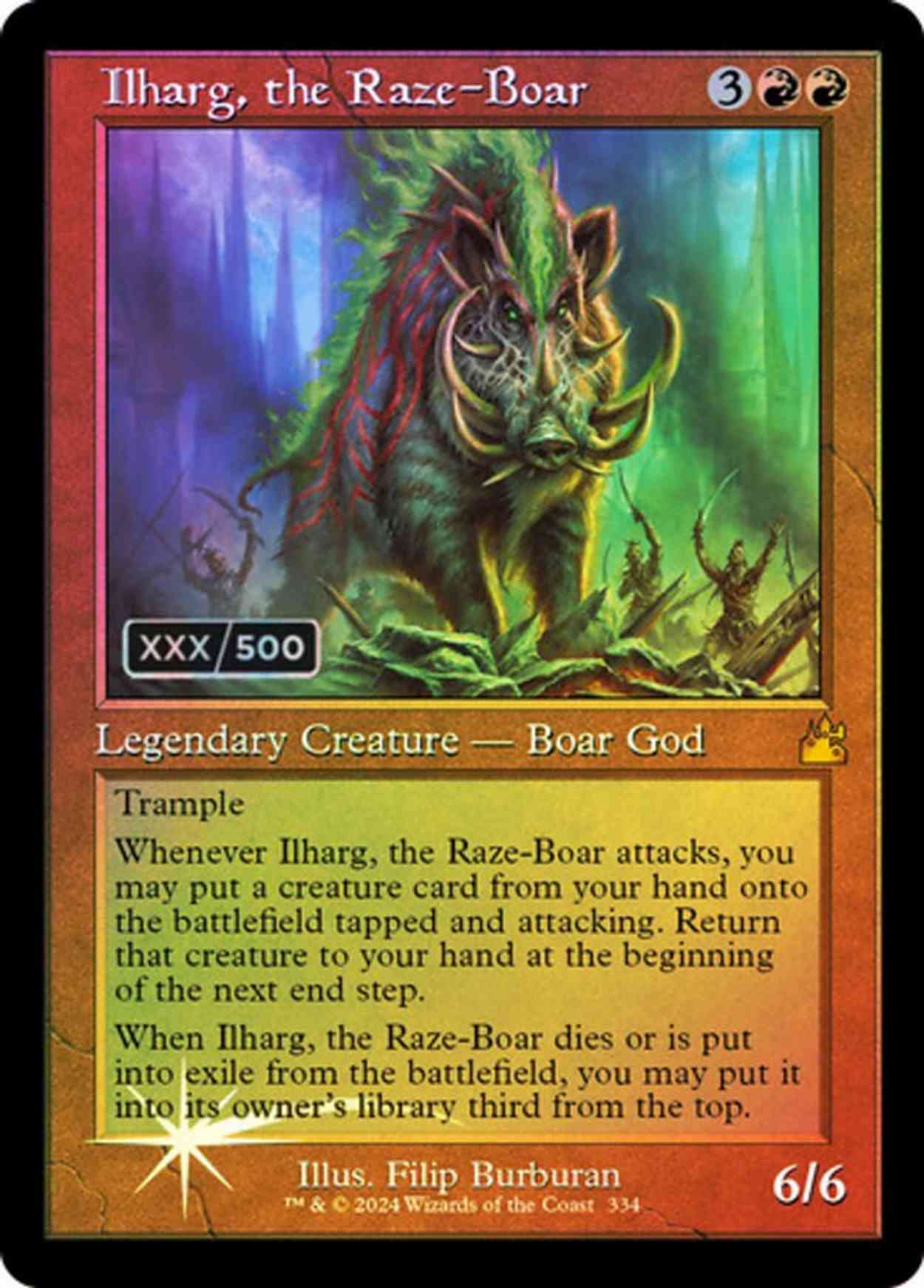 Ilharg, the Raze-Boar (Retro Frame) (Serial Numbered) magic card front