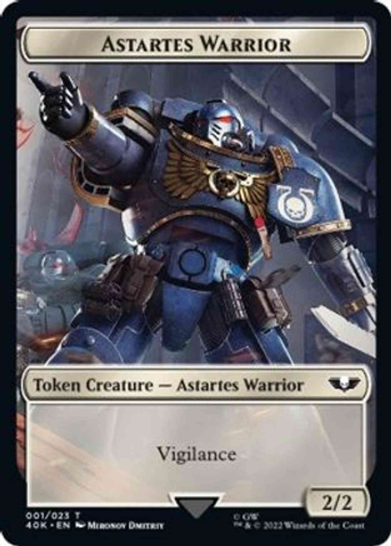 Astartes Warrior (001) // Clue Double-sided Token (Surge Foil) magic card front