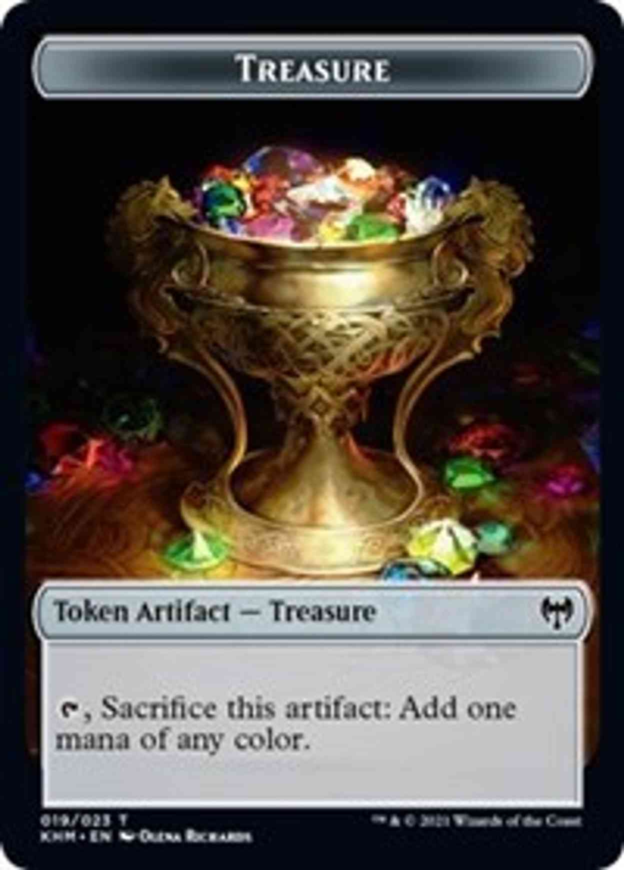 Treasure // Emblem - Tyvar Kell Double-sided Token magic card front
