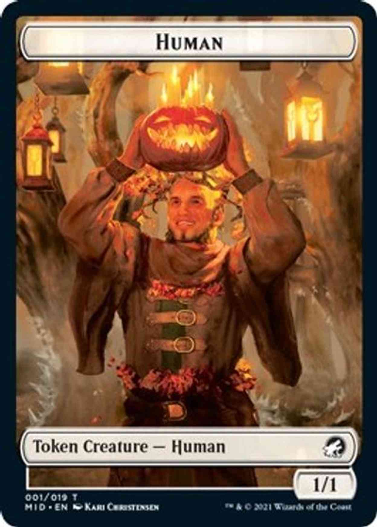 Human (001) // Emblem - Teferi, Who Slows the Sunset Double-sided Token magic card front