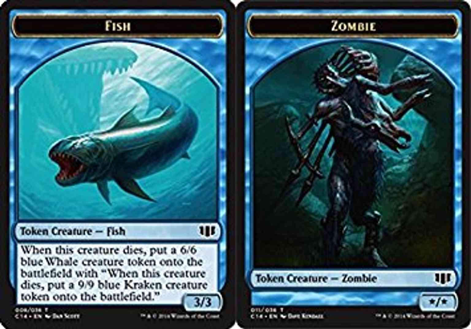 Fish // Zombie (Blue) Double-sided Token magic card front
