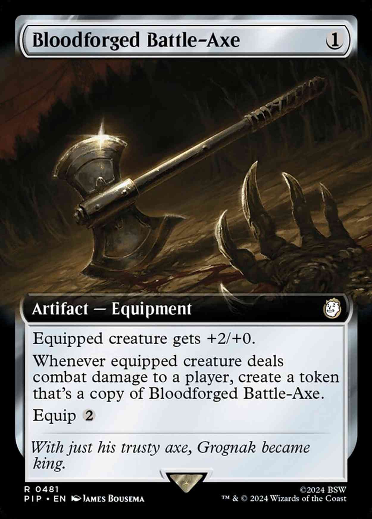 Bloodforged Battle-Axe (Extended Art) magic card front