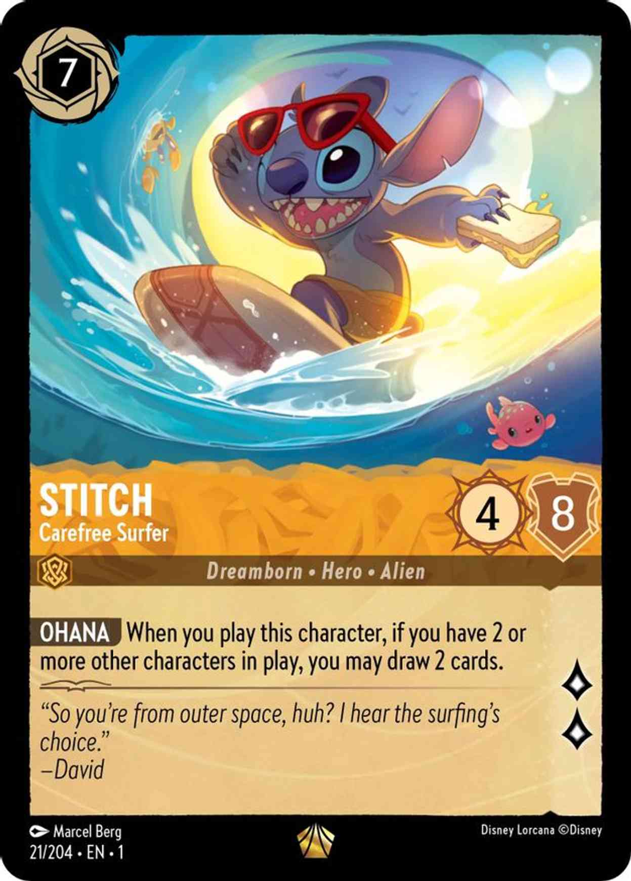 Stitch - Carefree Surfer magic card front