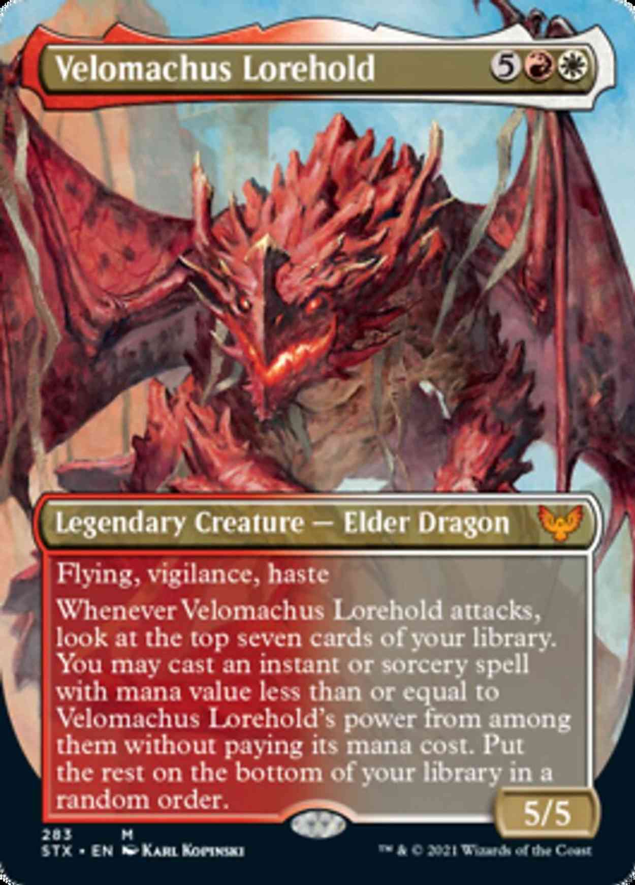 Velomachus Lorehold (Borderless) magic card front