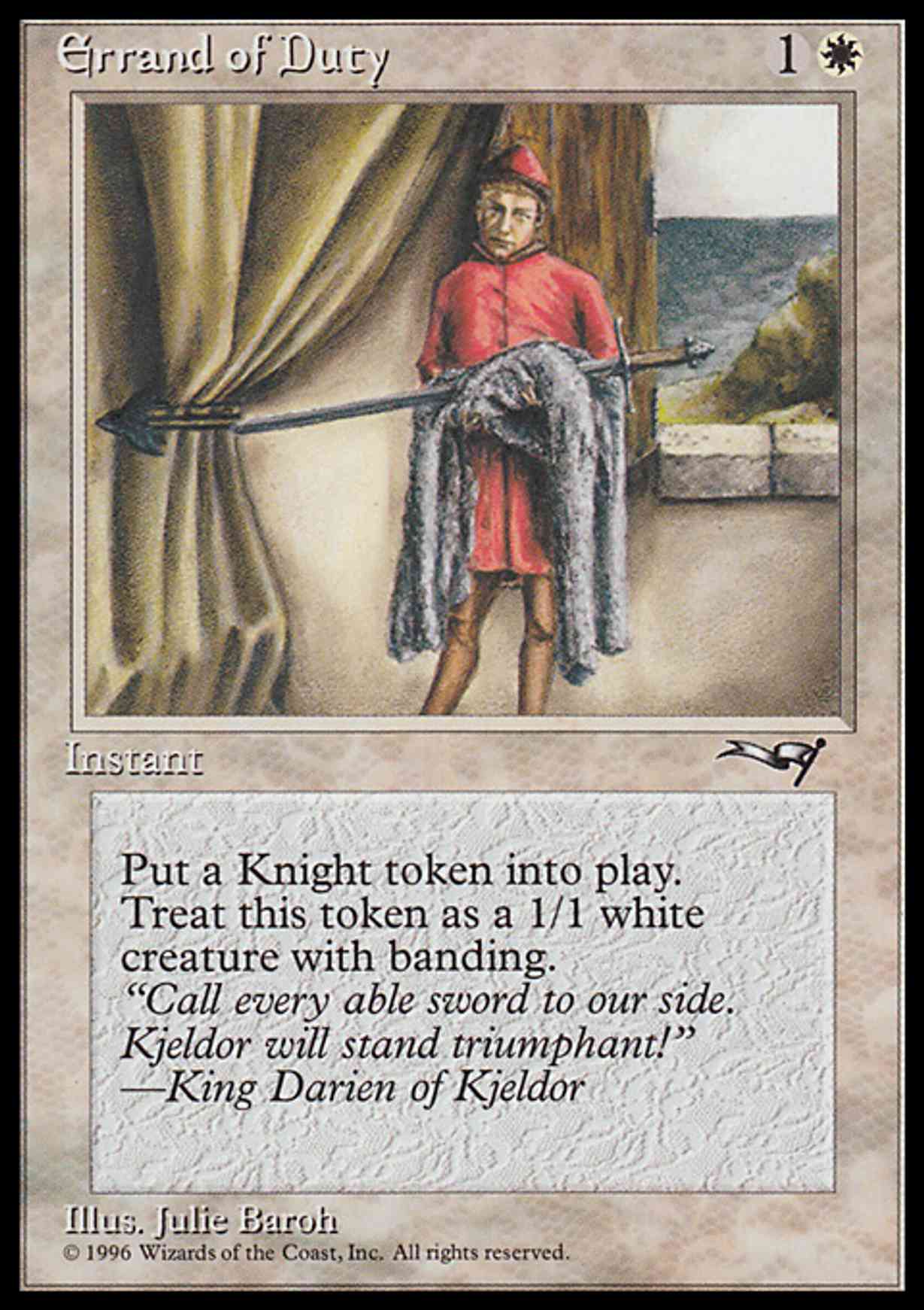 Errand of Duty (Page Holding Sword) magic card front