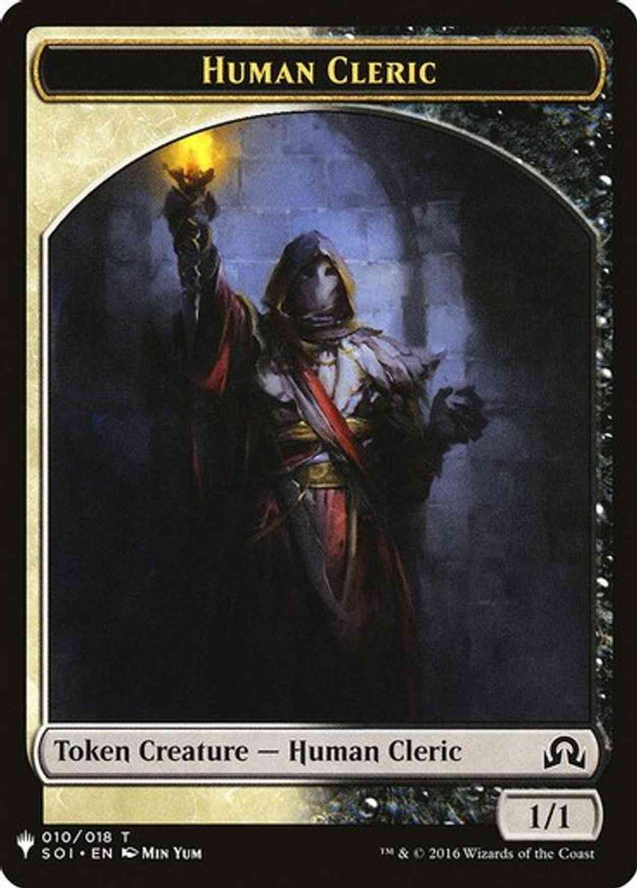 Human Cleric // Emblem - Arlinn, Embraced by the Moon Double-Sided Token magic card front