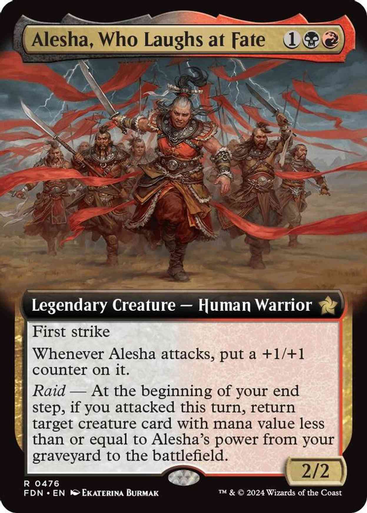 Alesha, Who Laughs at Fate (Extended Art) magic card front