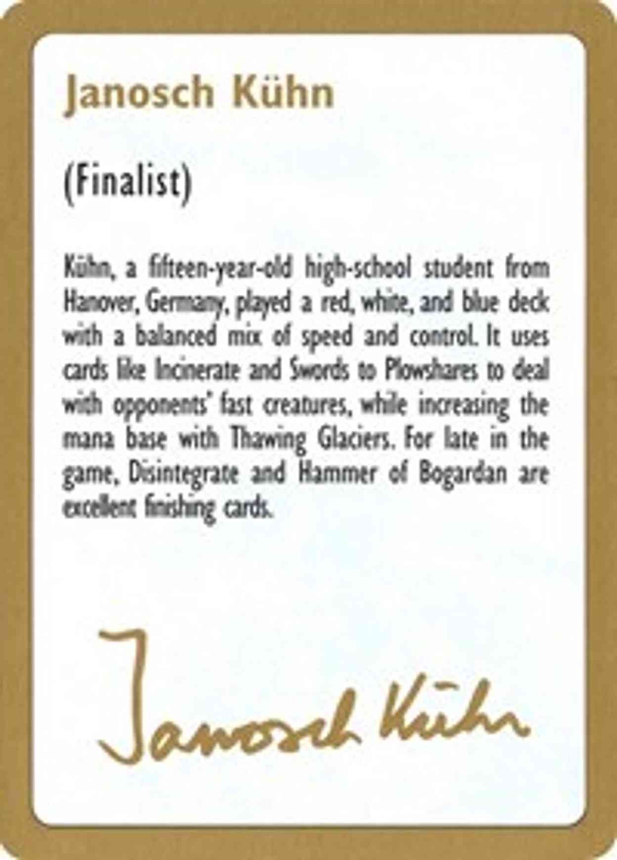 1997 Janosch Kuhn Biography Card magic card front