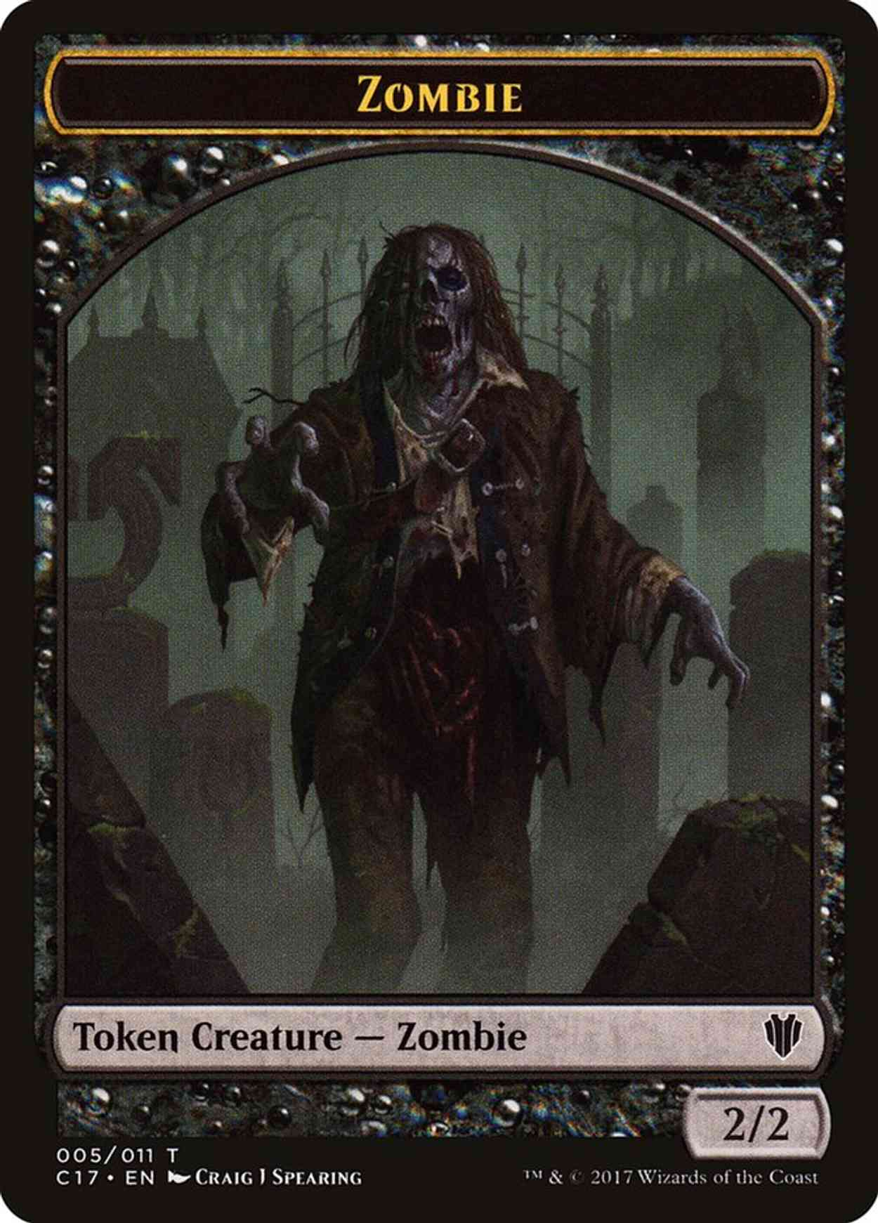 Zombie (005) // Gold (010) Double-sided Token magic card front