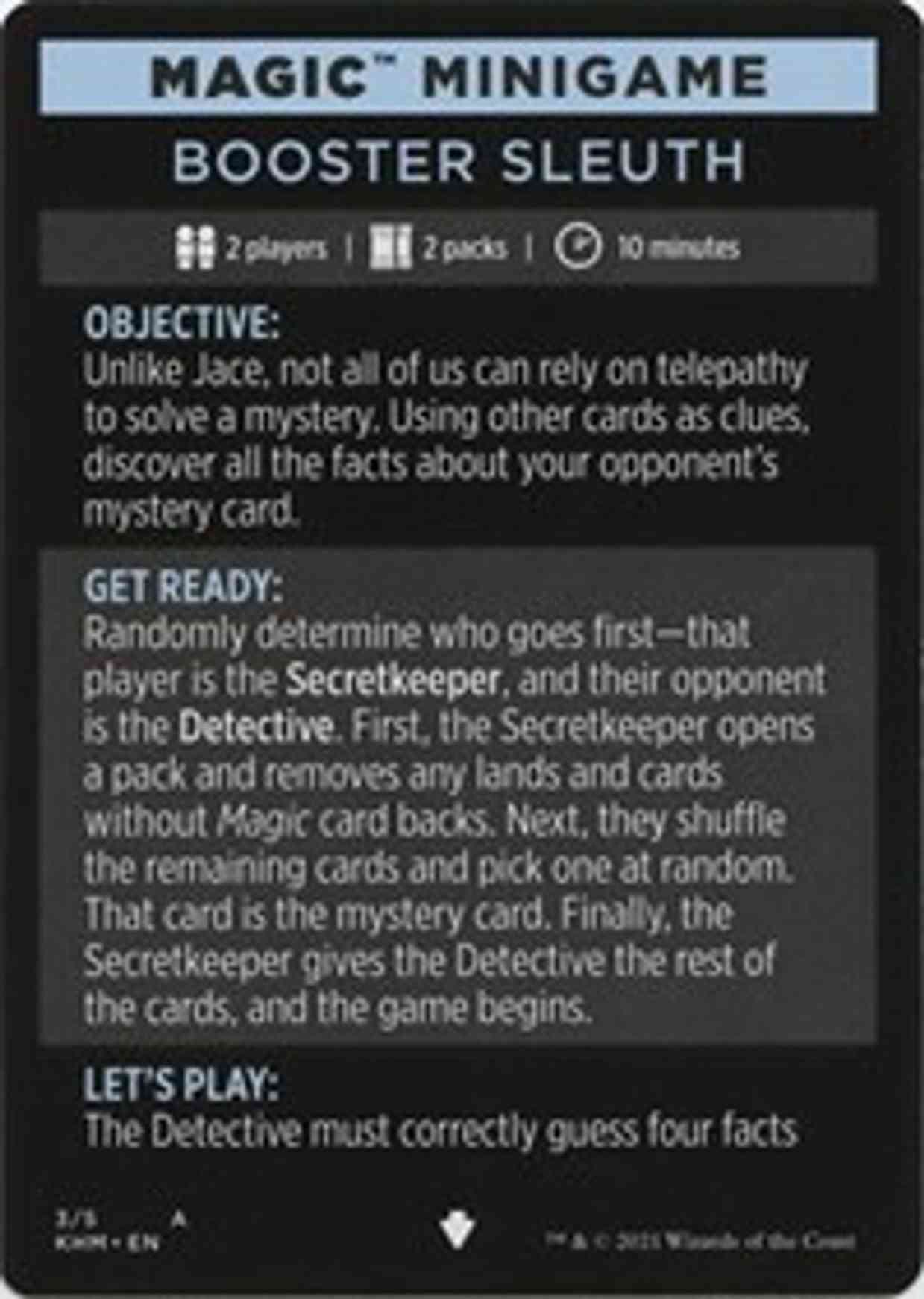 Magic Minigame: Booster Sleuth magic card front