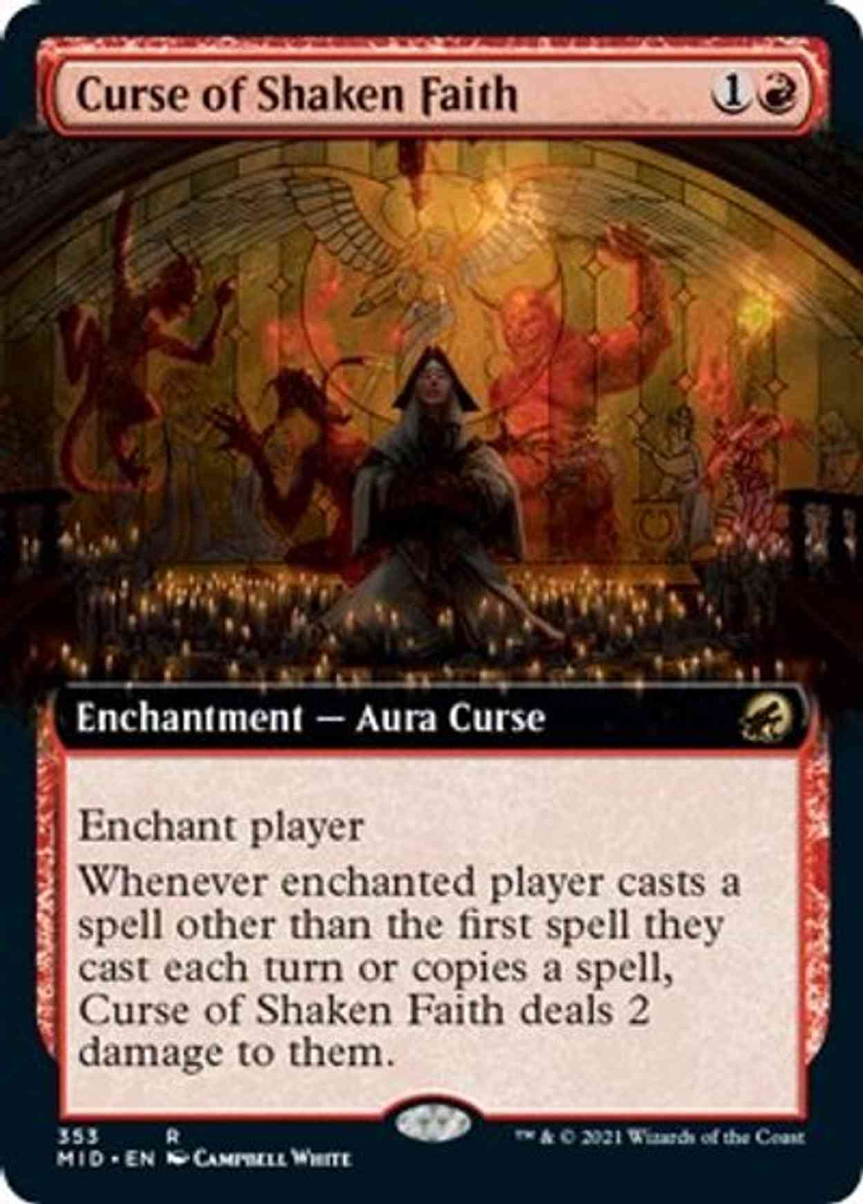 Curse of Shaken Faith (Extended Art) magic card front