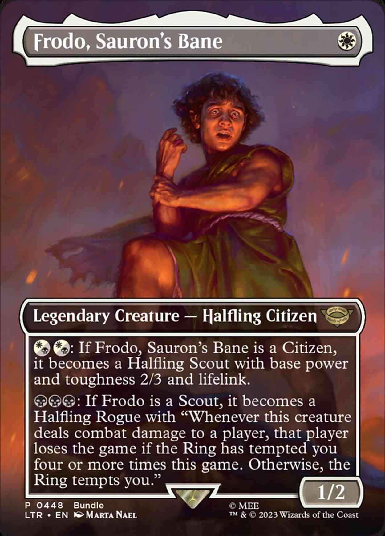 Frodo, Sauron's Bane (Borderless) magic card front