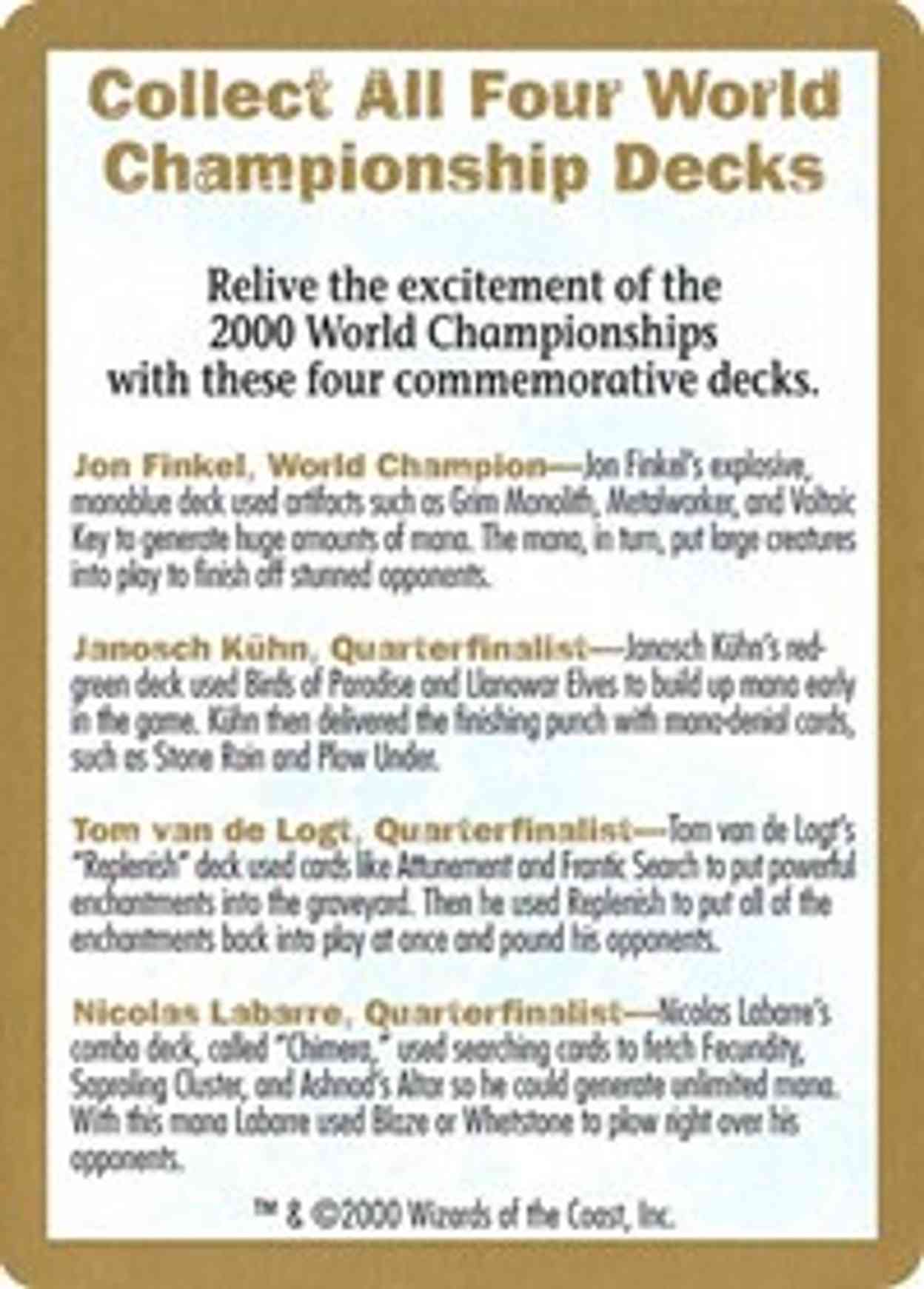 2000 World Championship Advertisement Card magic card front