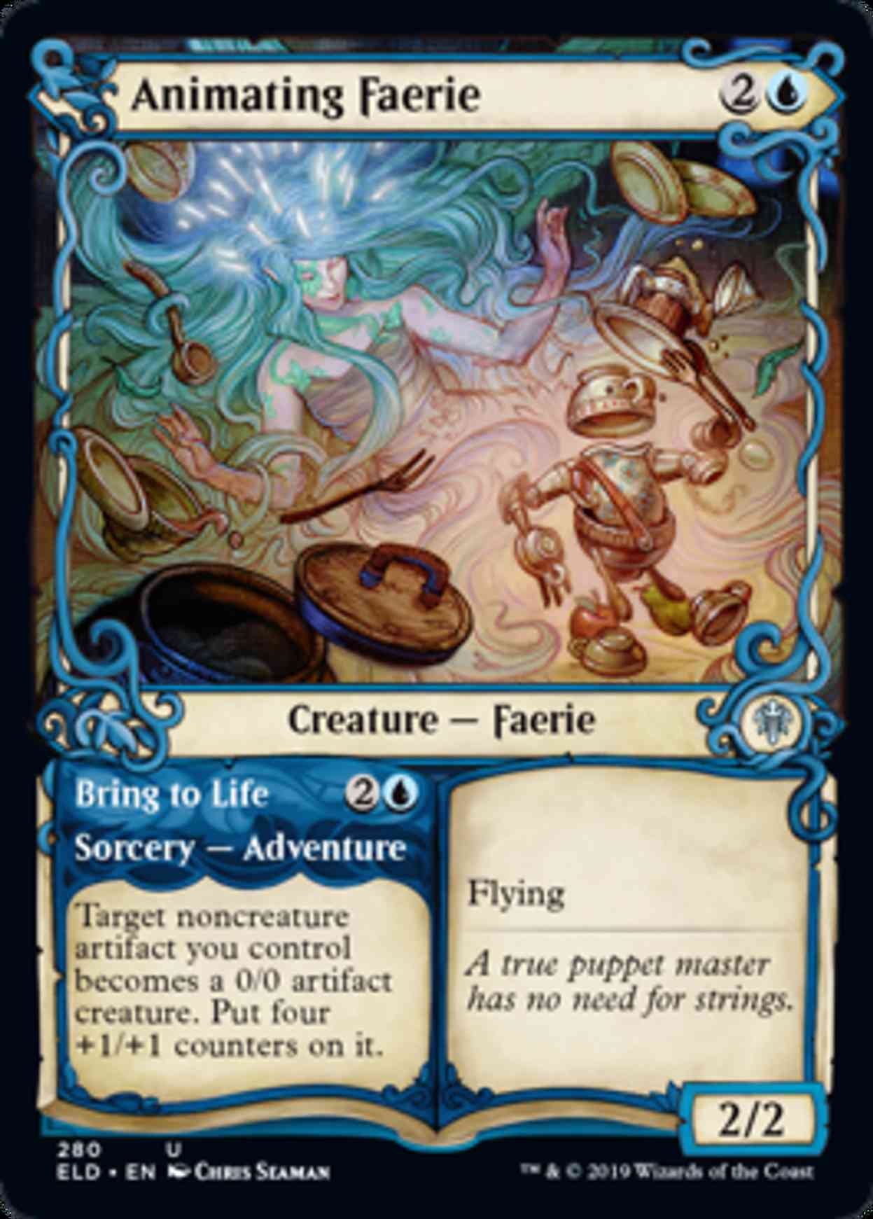 Animating Faerie (Showcase) magic card front
