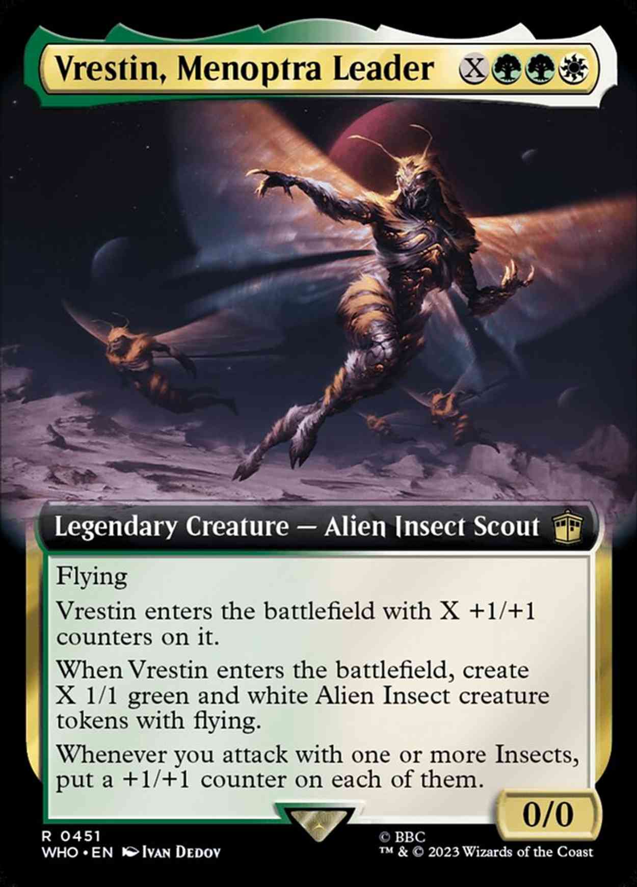 Vrestin, Menoptra Leader (Extended Art) magic card front