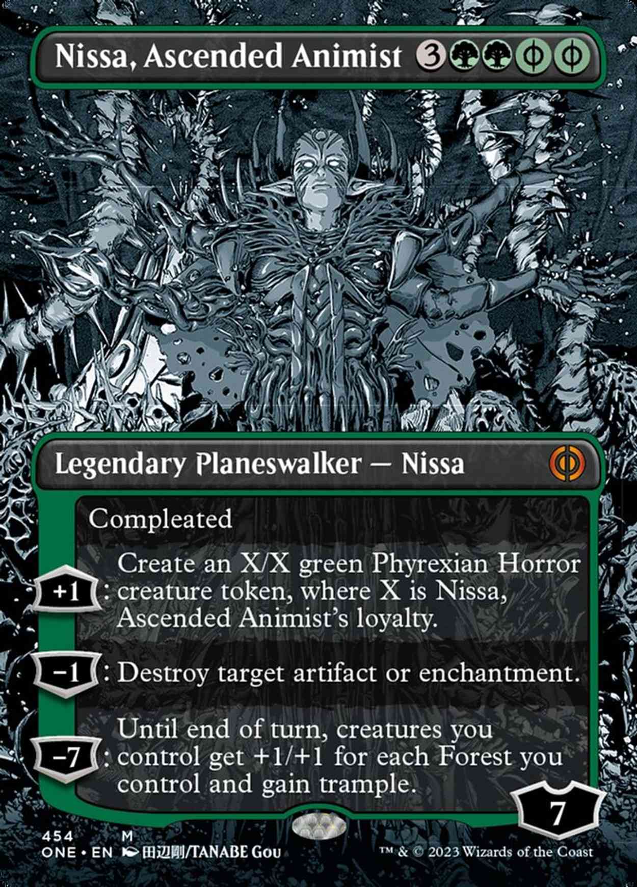 Nissa, Ascended Animist (Borderless) (Step-and-Compleat Foil) magic card front