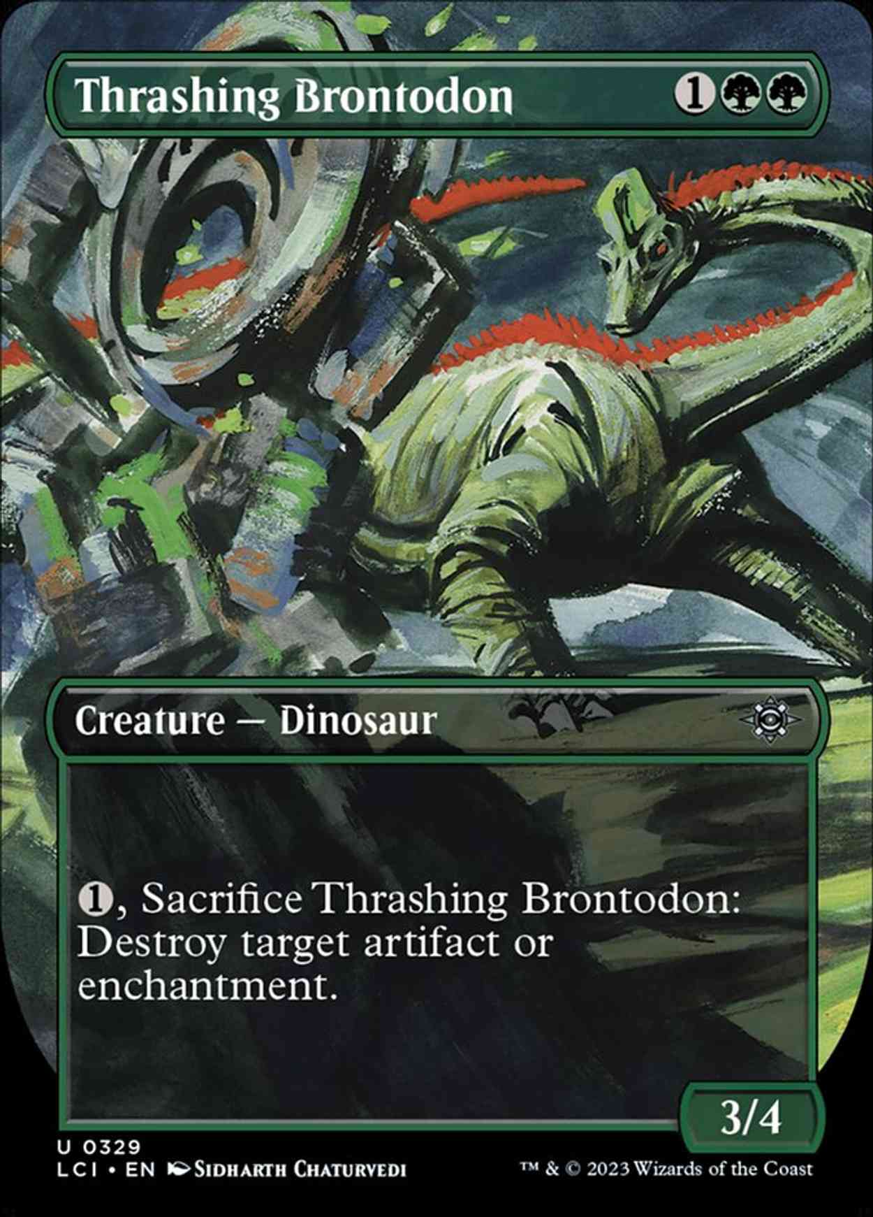 Thrashing Brontodon (Borderless) magic card front