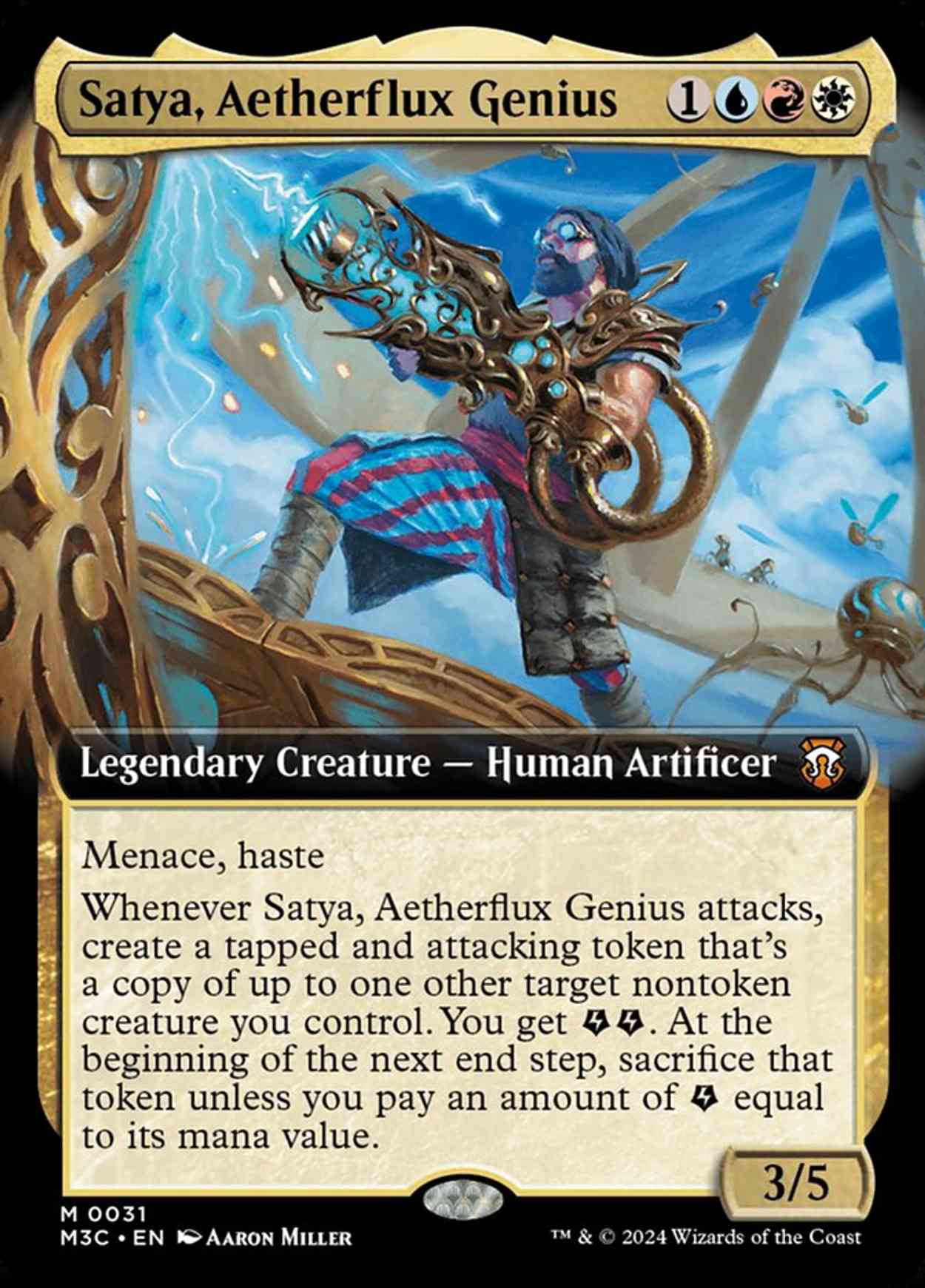 Satya, Aetherflux Genius (Extended Art) magic card front