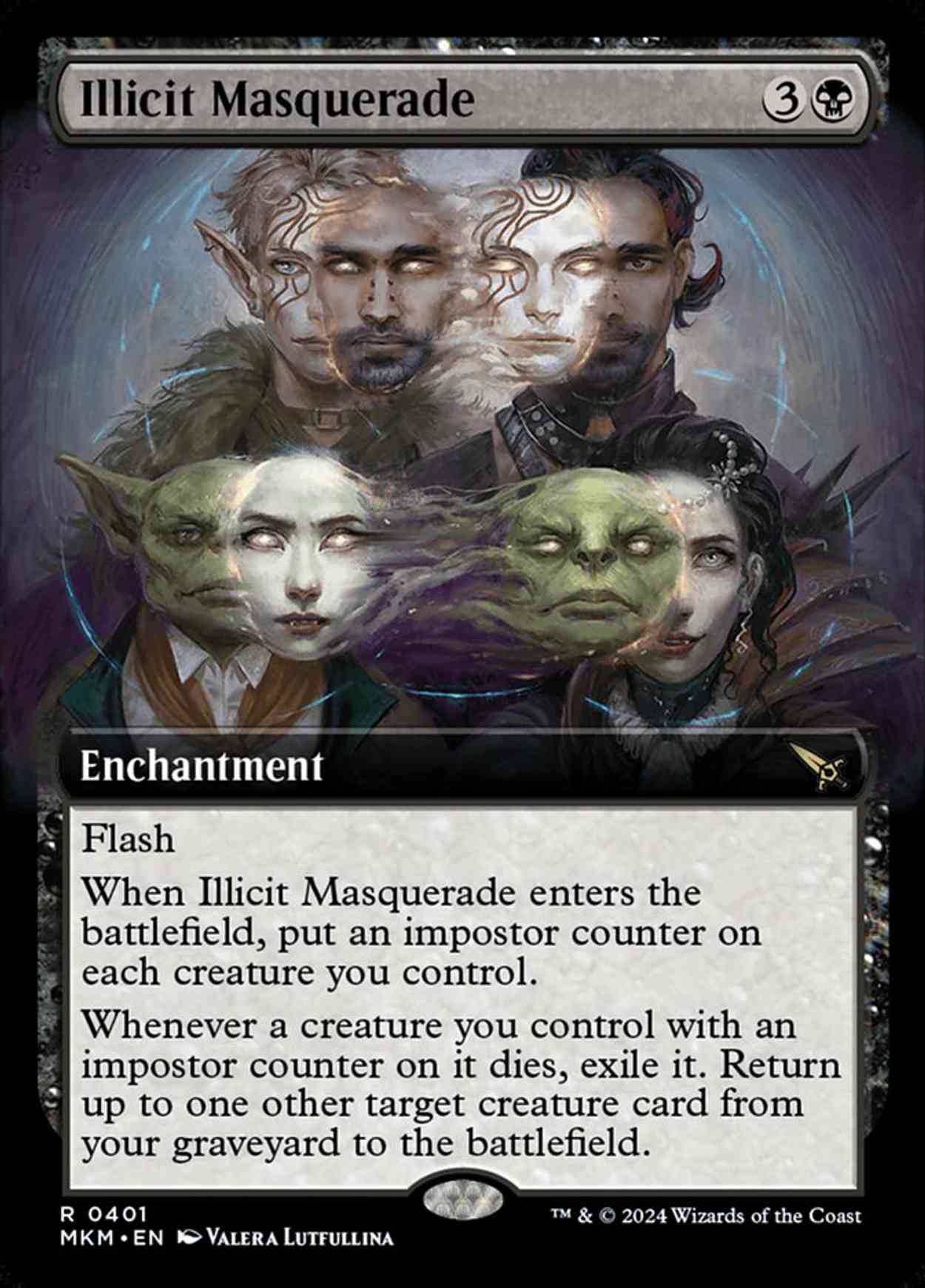 Illicit Masquerade (Extended Art) magic card front