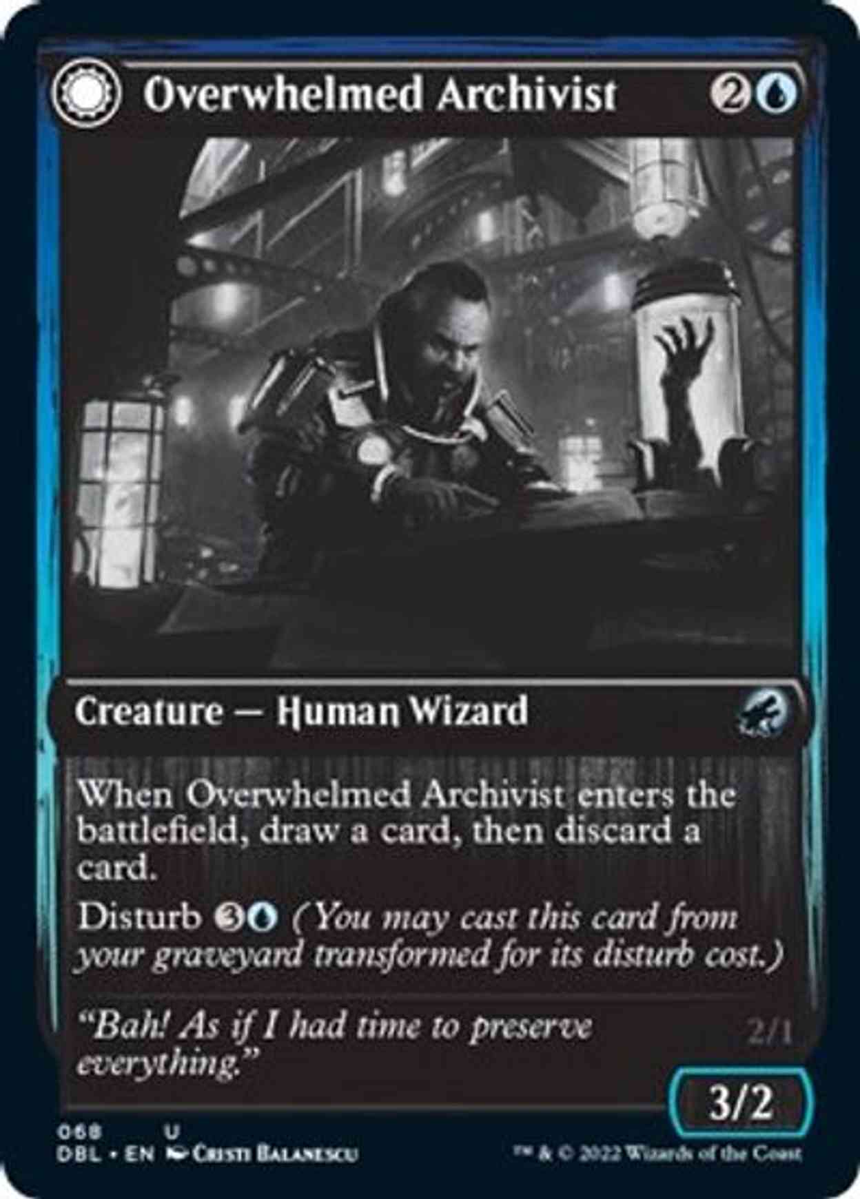 Overwhelmed Archivist magic card front