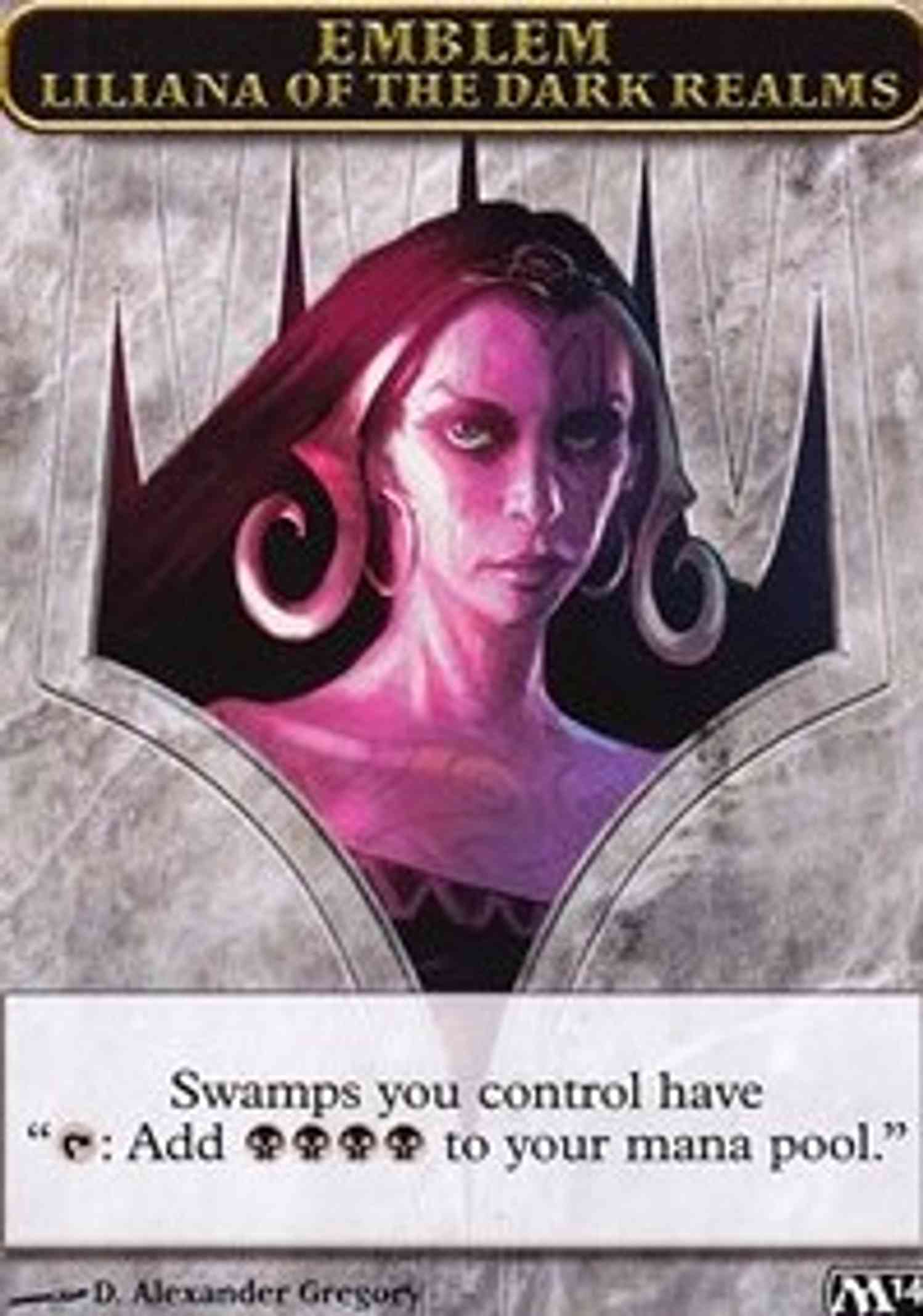 Card MTG Emblema Liliana of the Dark Realms da coleção Magic 2014 Tokens