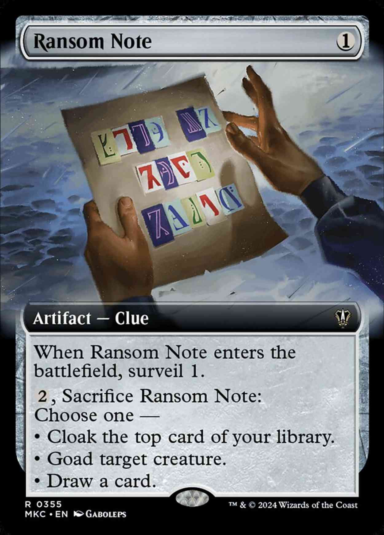 Ransom Note (0355) (Extended Art) magic card front