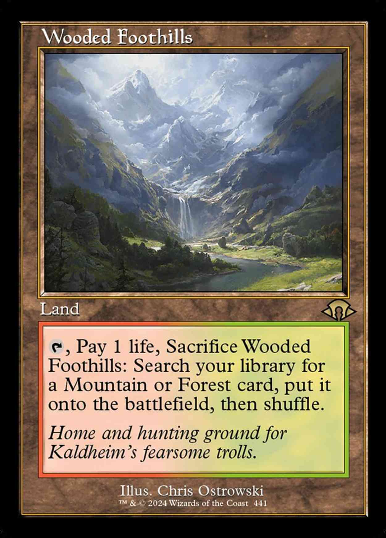 Wooded Foothills (Retro Frame) magic card front