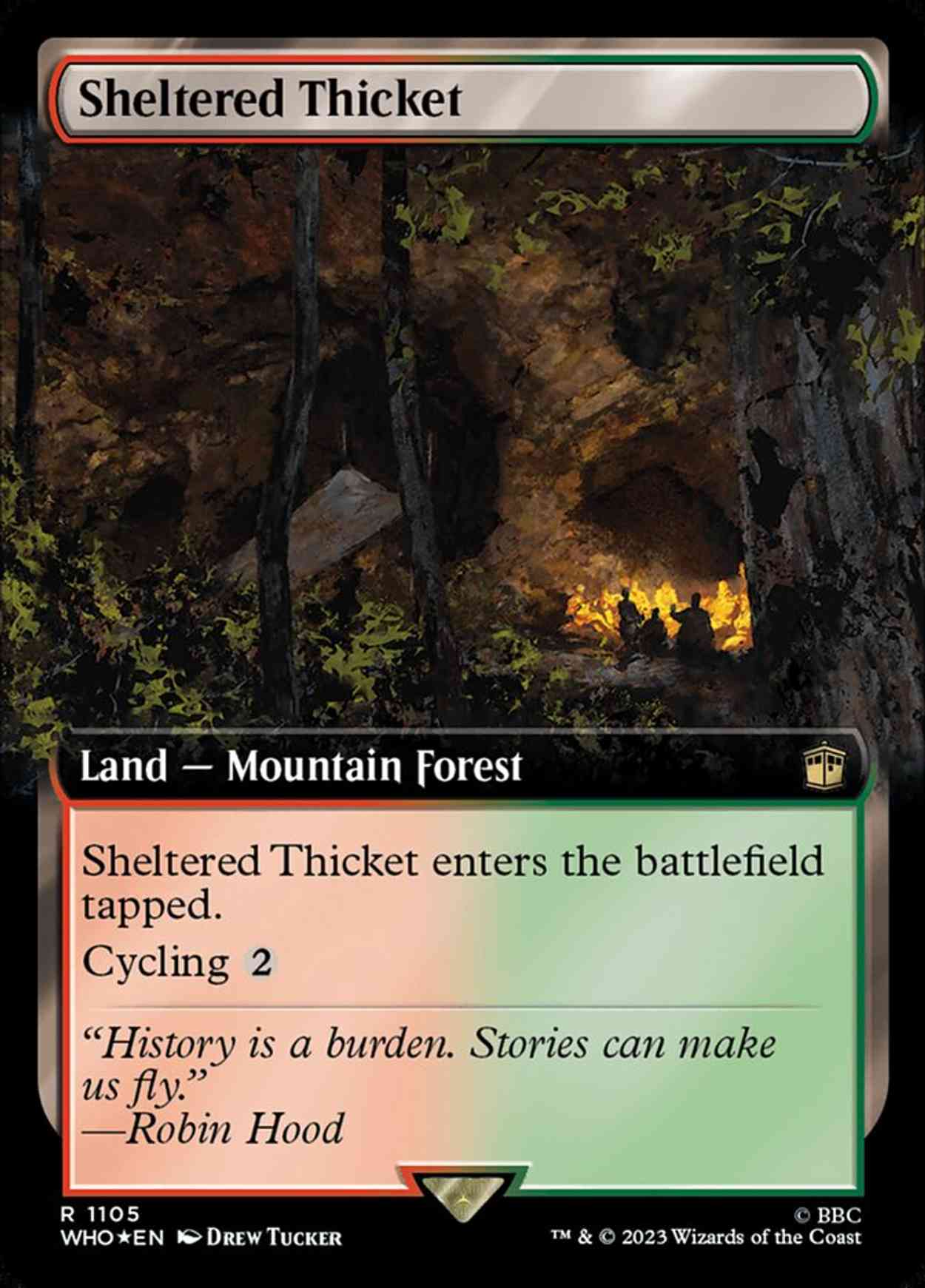 Sheltered Thicket (Extended Art) (Surge Foil) magic card front