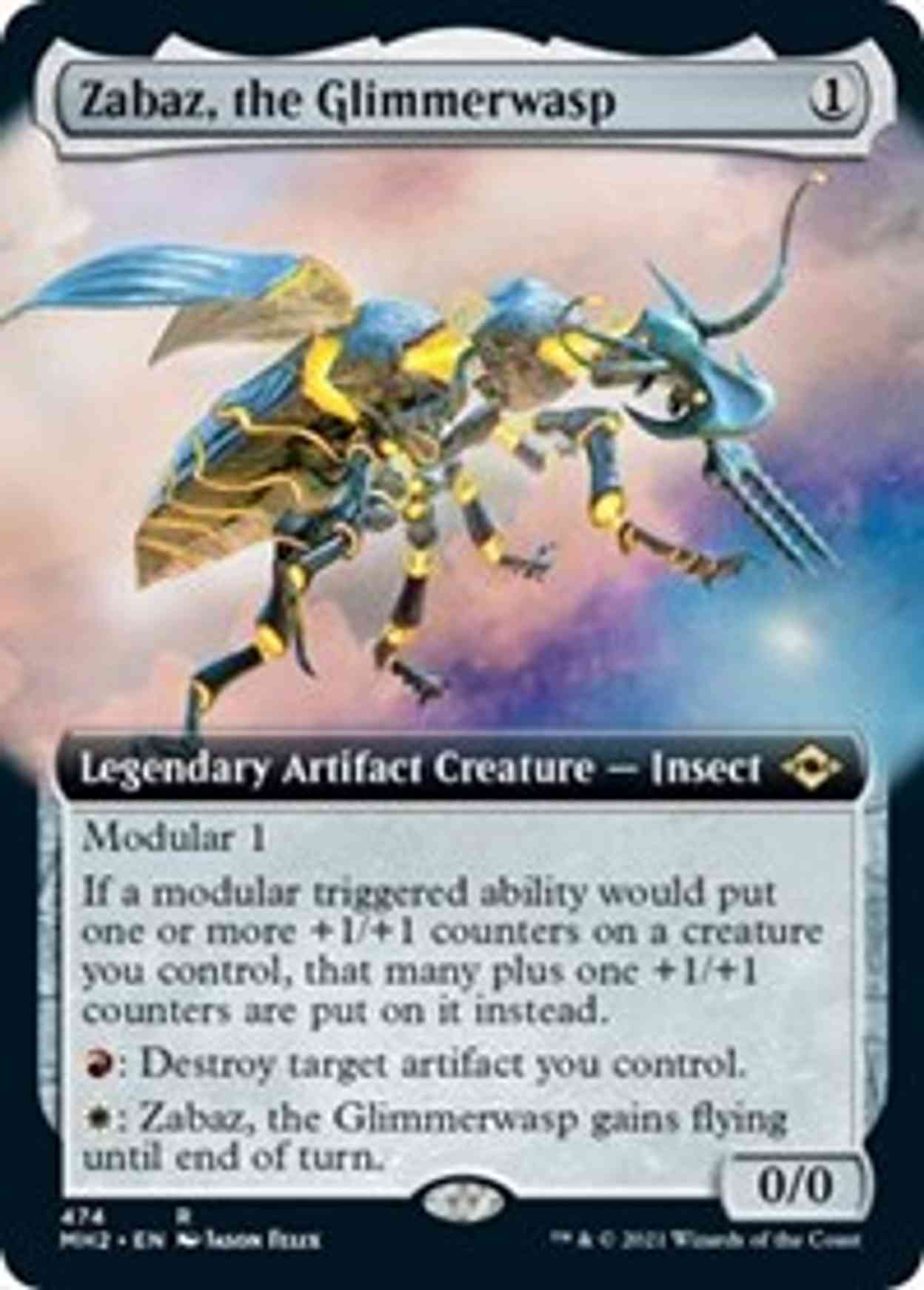 Zabaz, the Glimmerwasp (Extended Art) magic card front