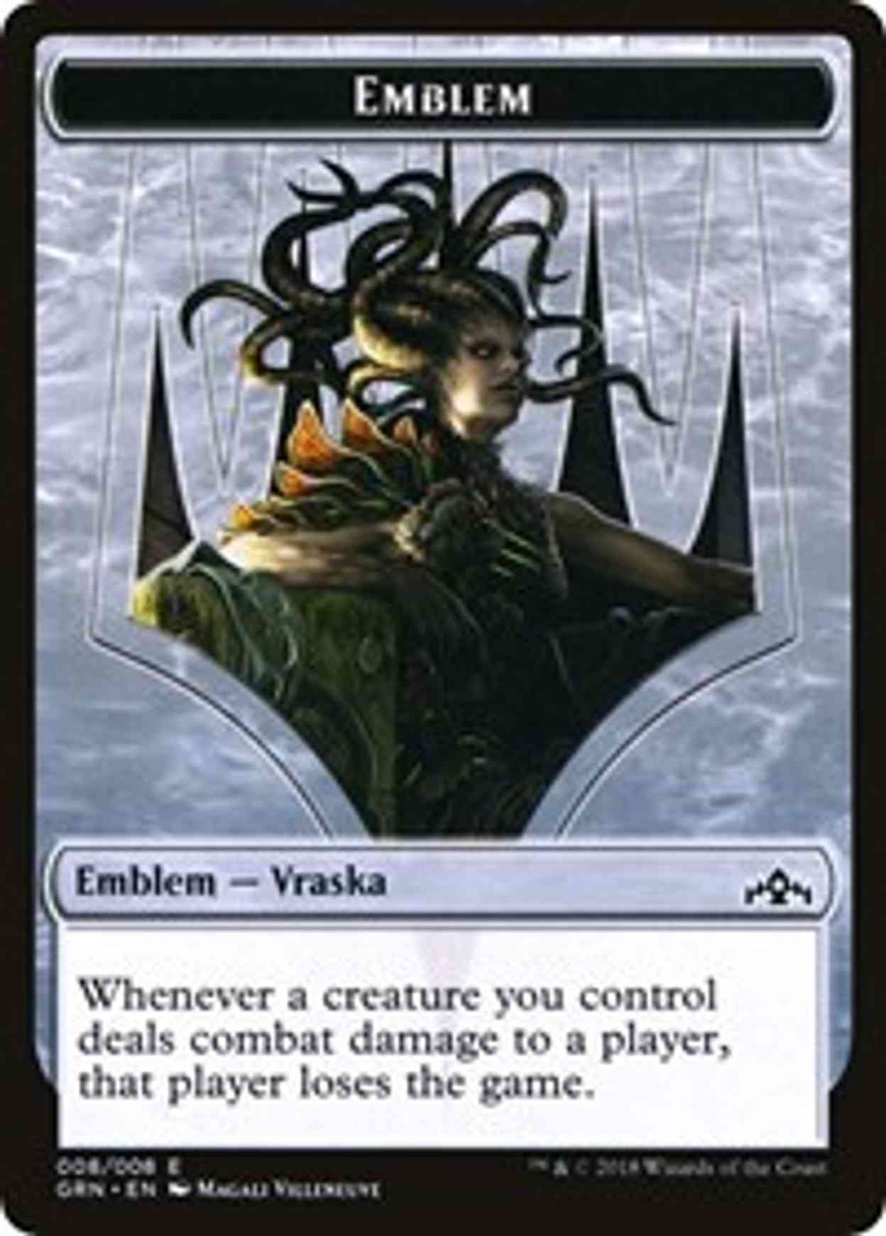 Emblem - Vraska // Human Double-sided Token (Challenger 2020) magic card front