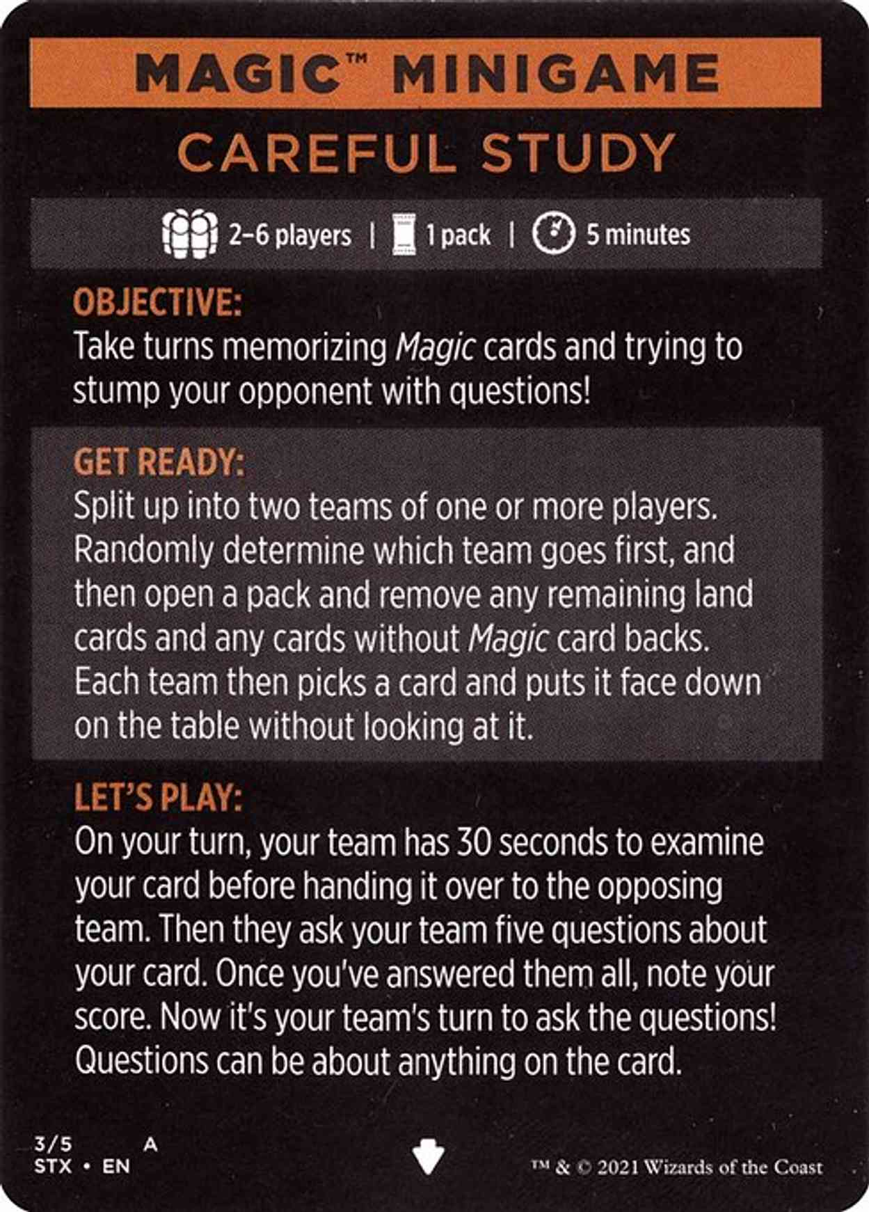Magic Minigame: Careful Study magic card front