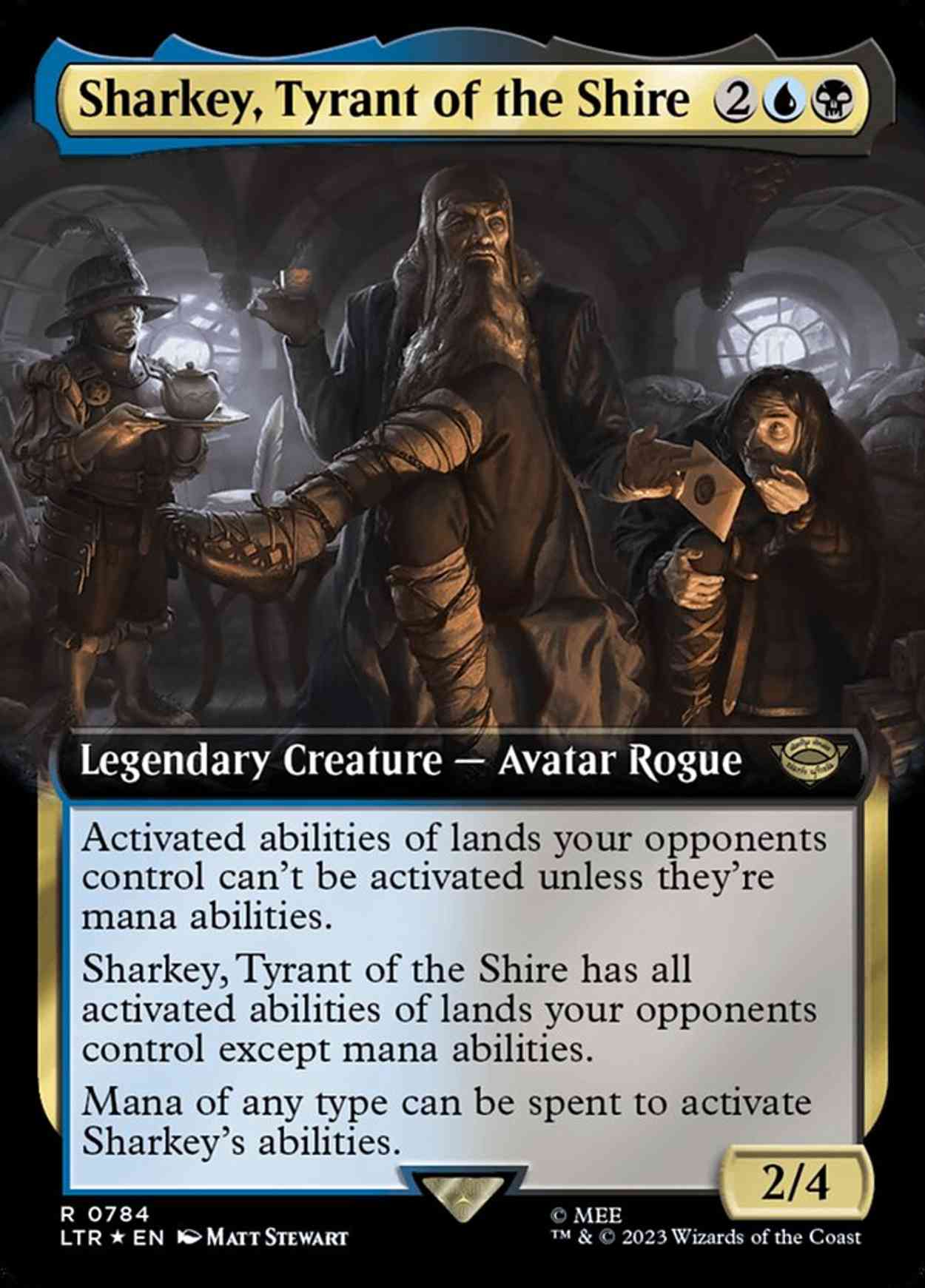 Sharkey, Tyrant of the Shire (Extended Art) (Surge Foil) magic card front