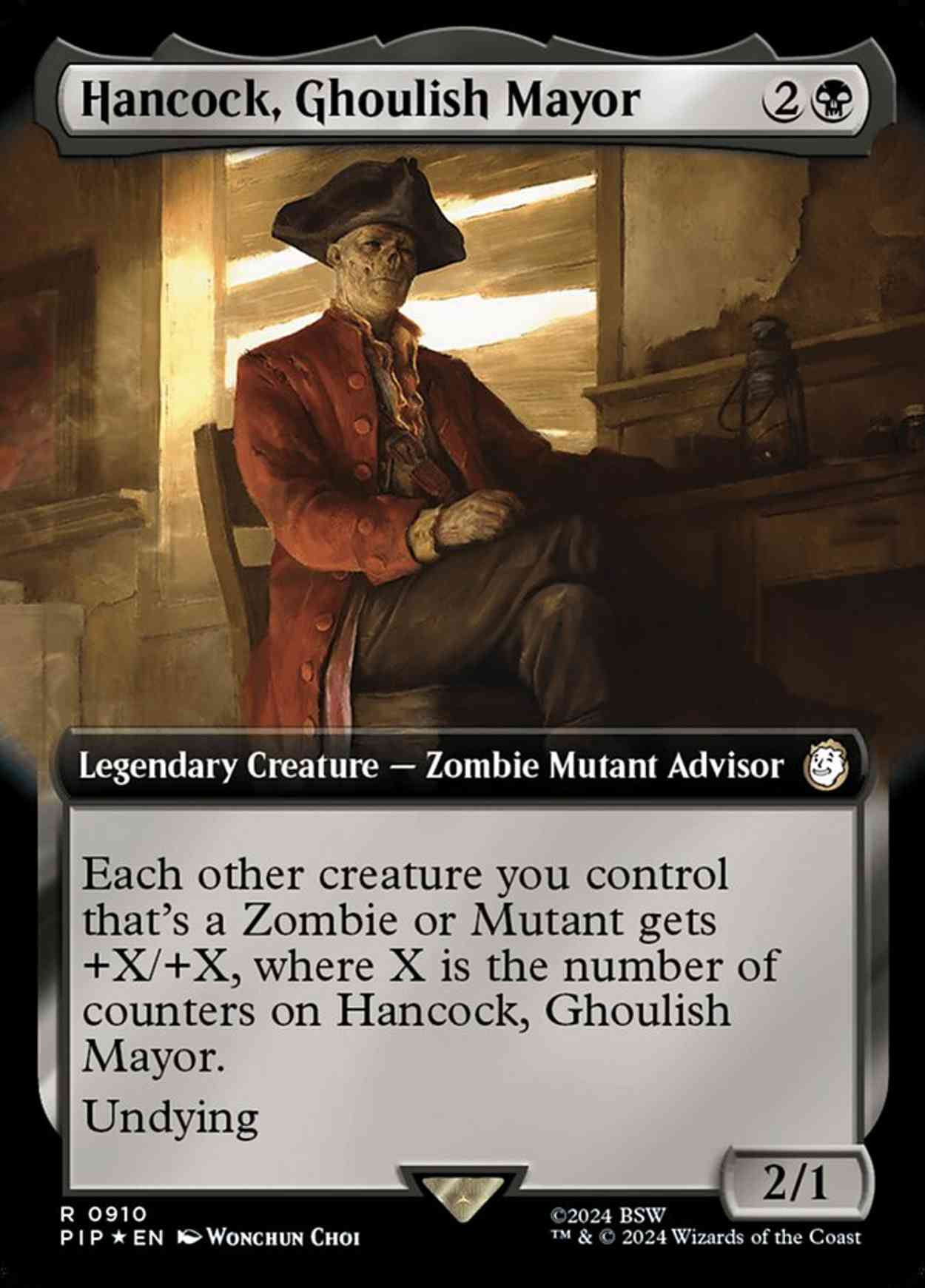 Hancock, Ghoulish Mayor (Extended Art) (Surge Foil) magic card front