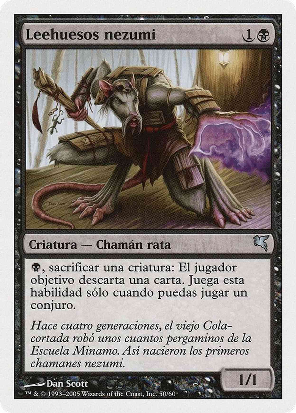 Nezumi Bone-Reader (Spanish) - "Leehuesos nezumi" magic card front