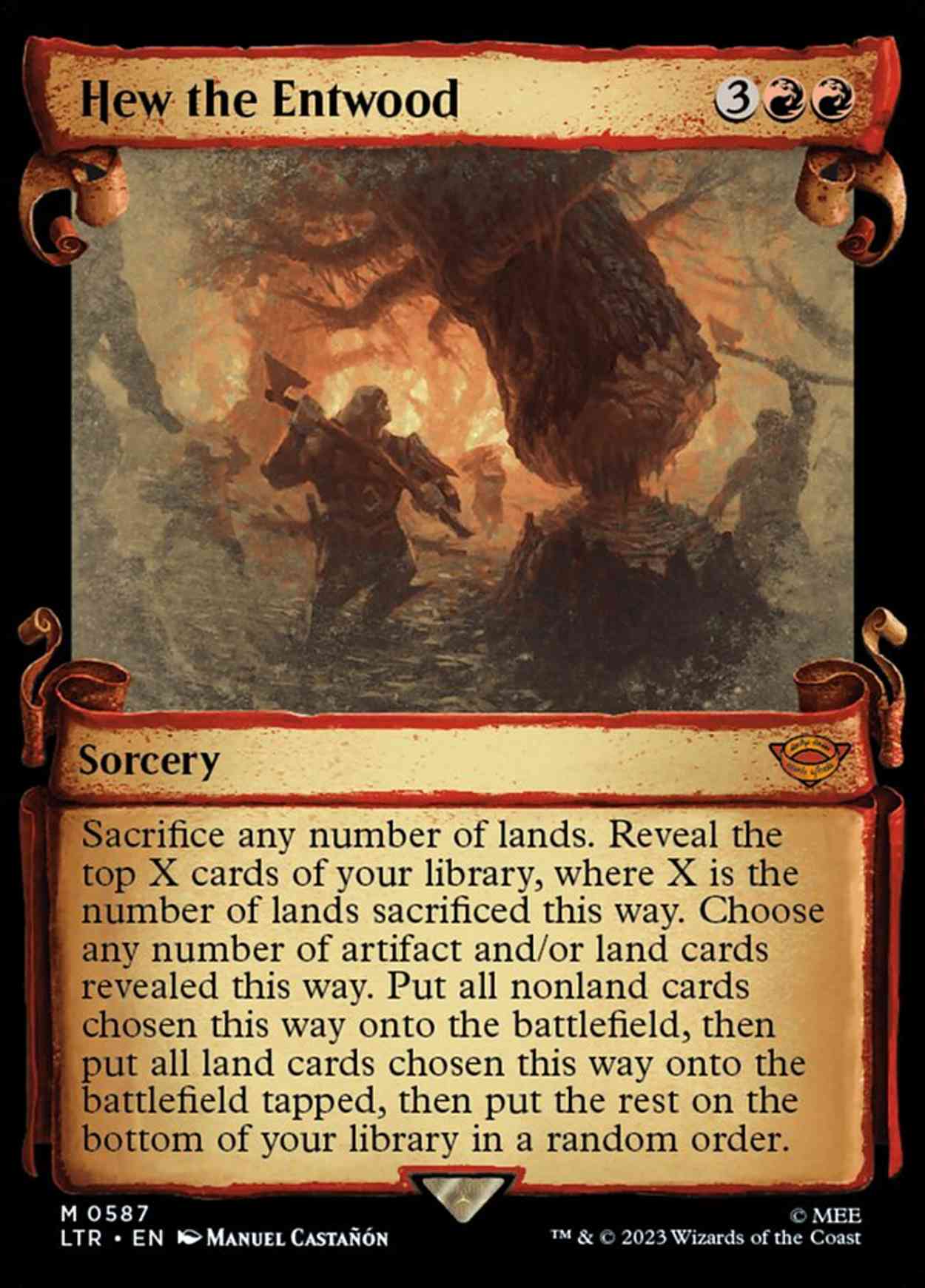 Hew the Entwood (Showcase Scrolls) magic card front