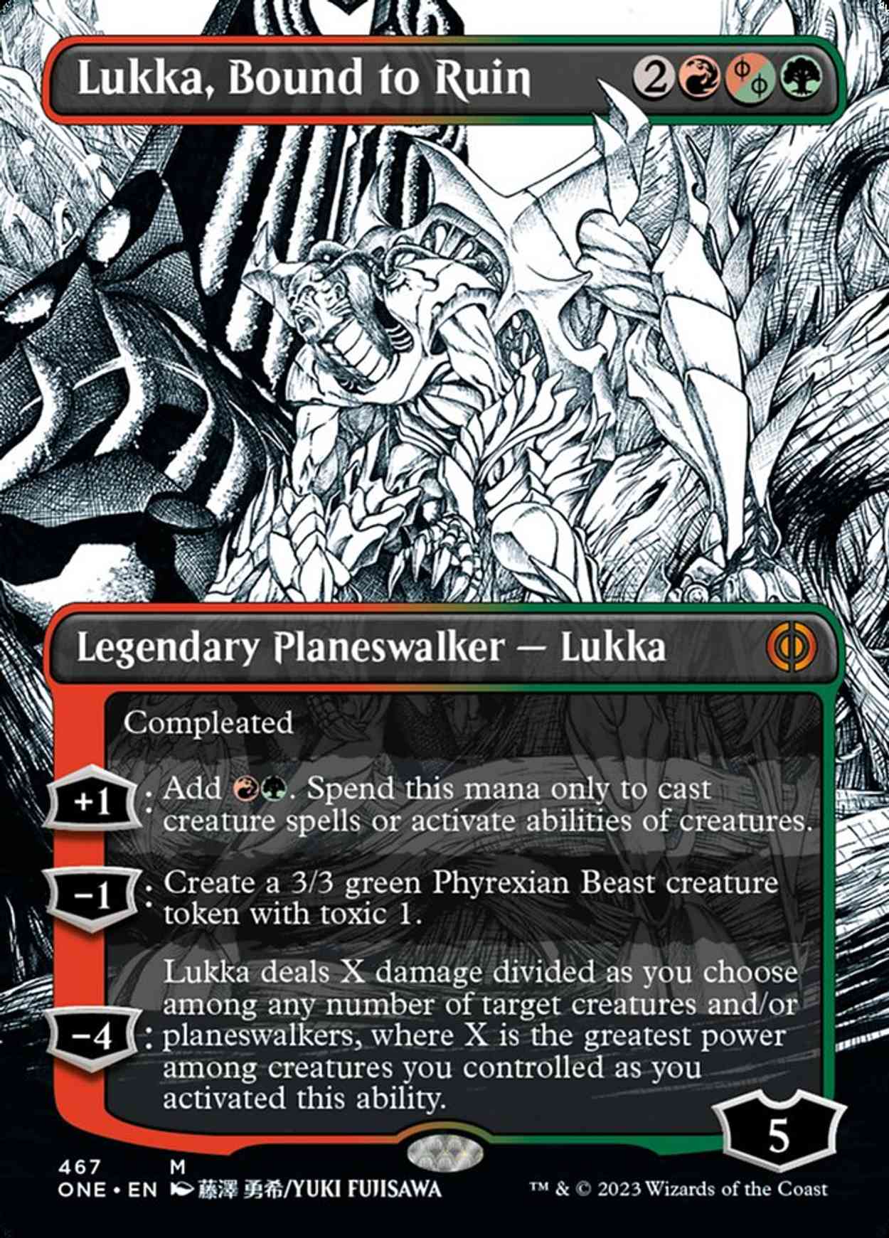 Lukka, Bound to Ruin (Borderless) (Step-and-Compleat Foil) magic card front