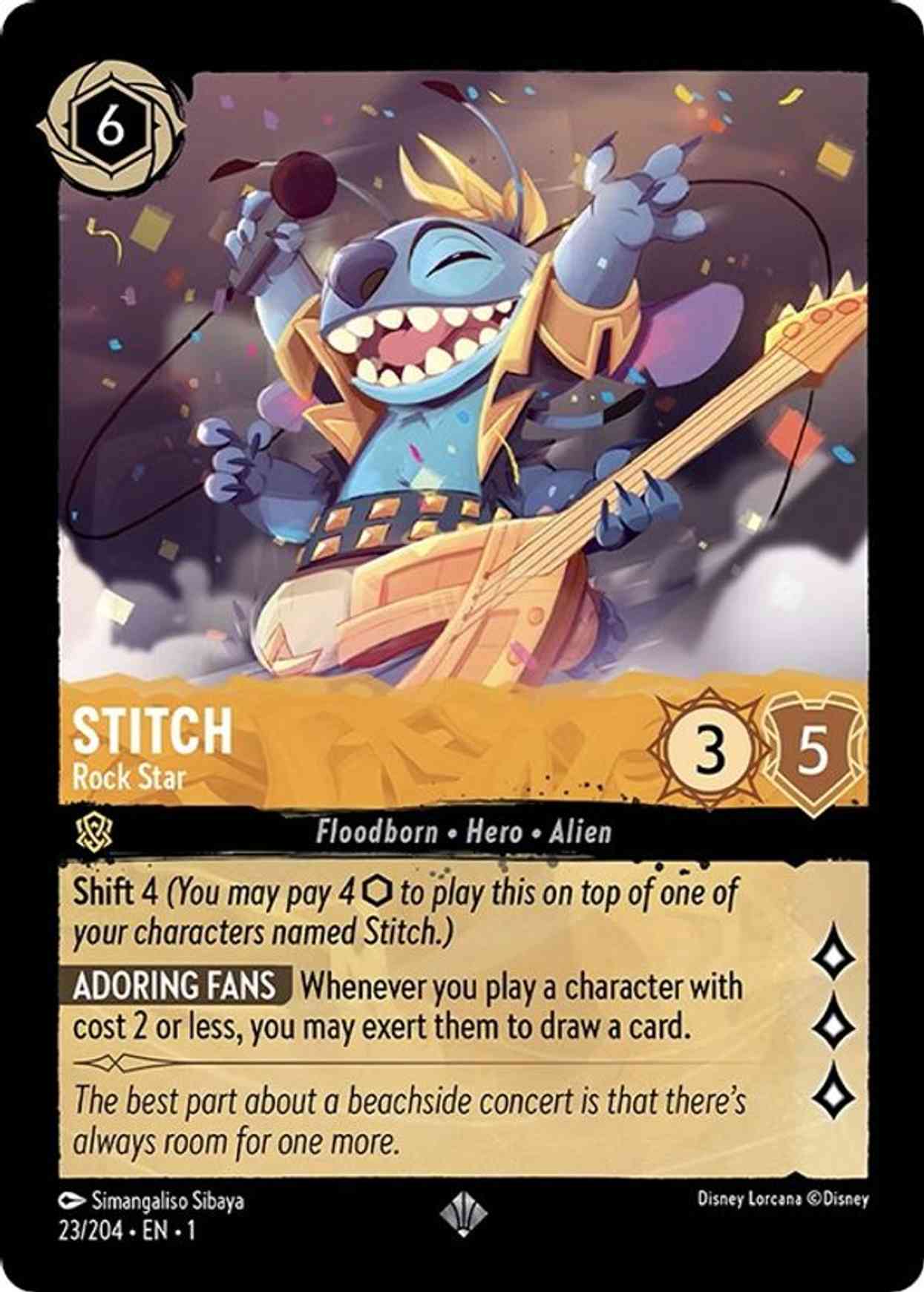 Stitch - Rock Star magic card front