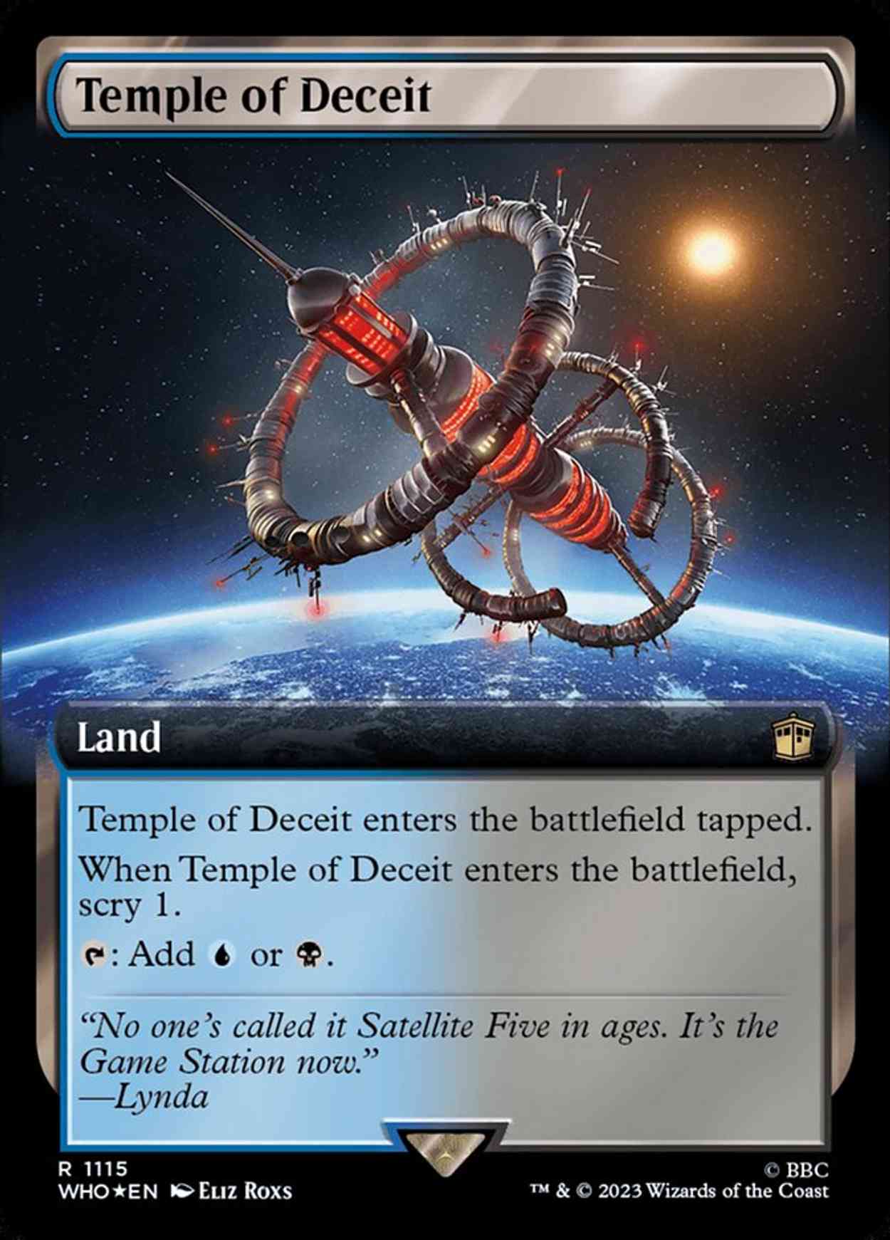 Temple of Deceit (Extended Art) (Surge Foil) magic card front