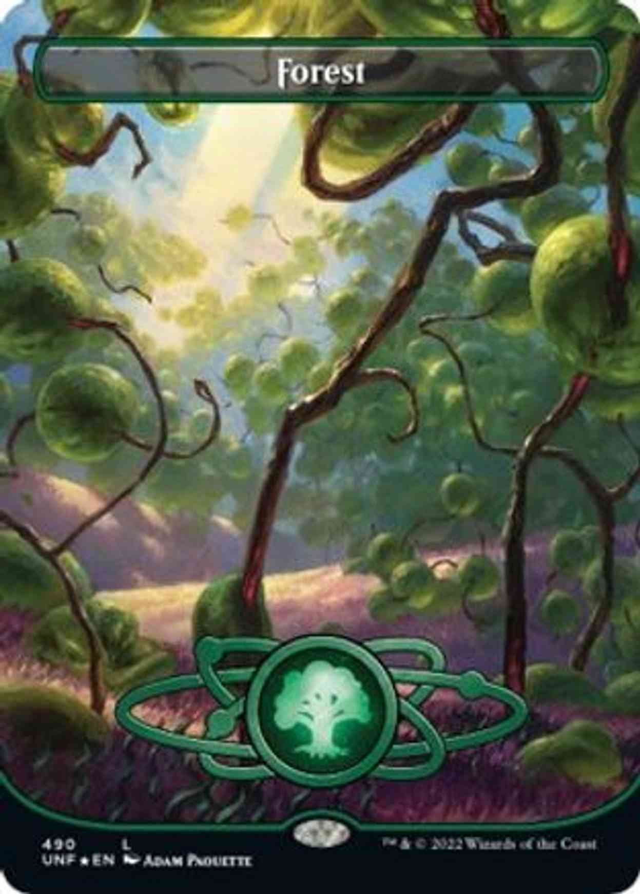 Forest (490) (Borderless) (Galaxy Foil) magic card front