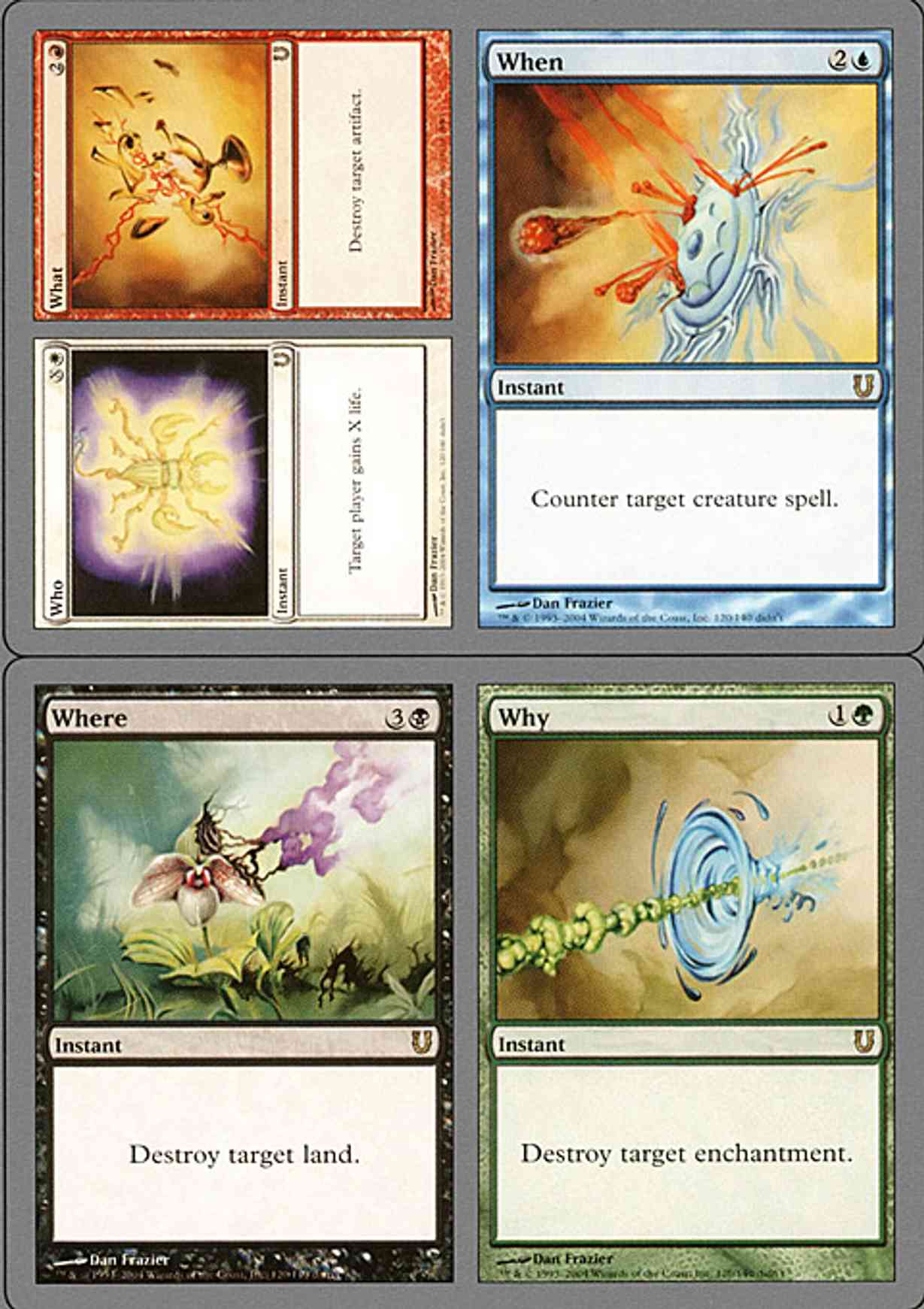 Who/What/When/Where/Why magic card front