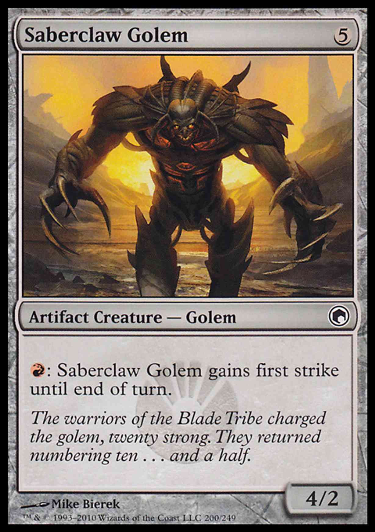 Saberclaw Golem magic card front