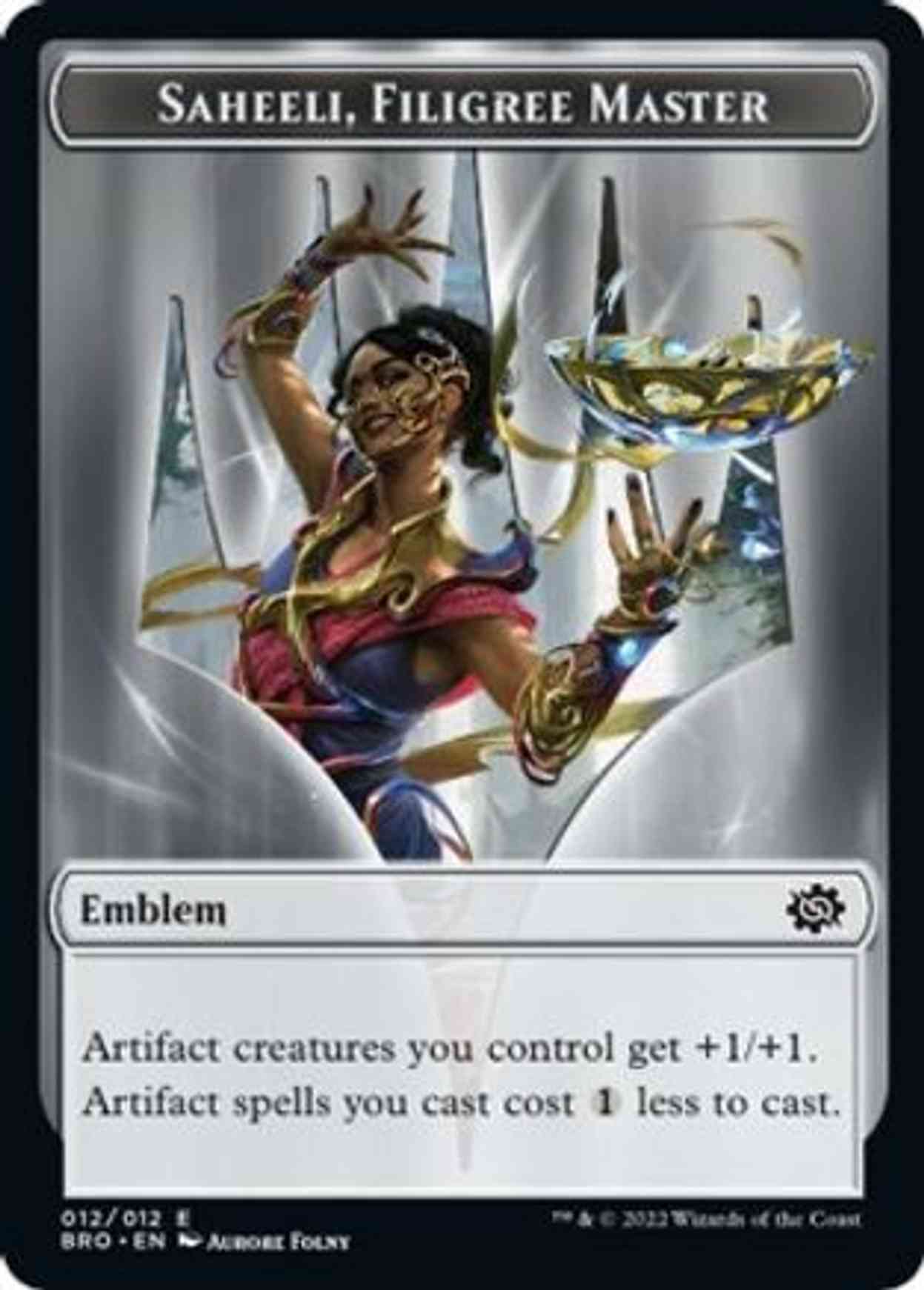Emblem - Saheeli, Filigree Master magic card front