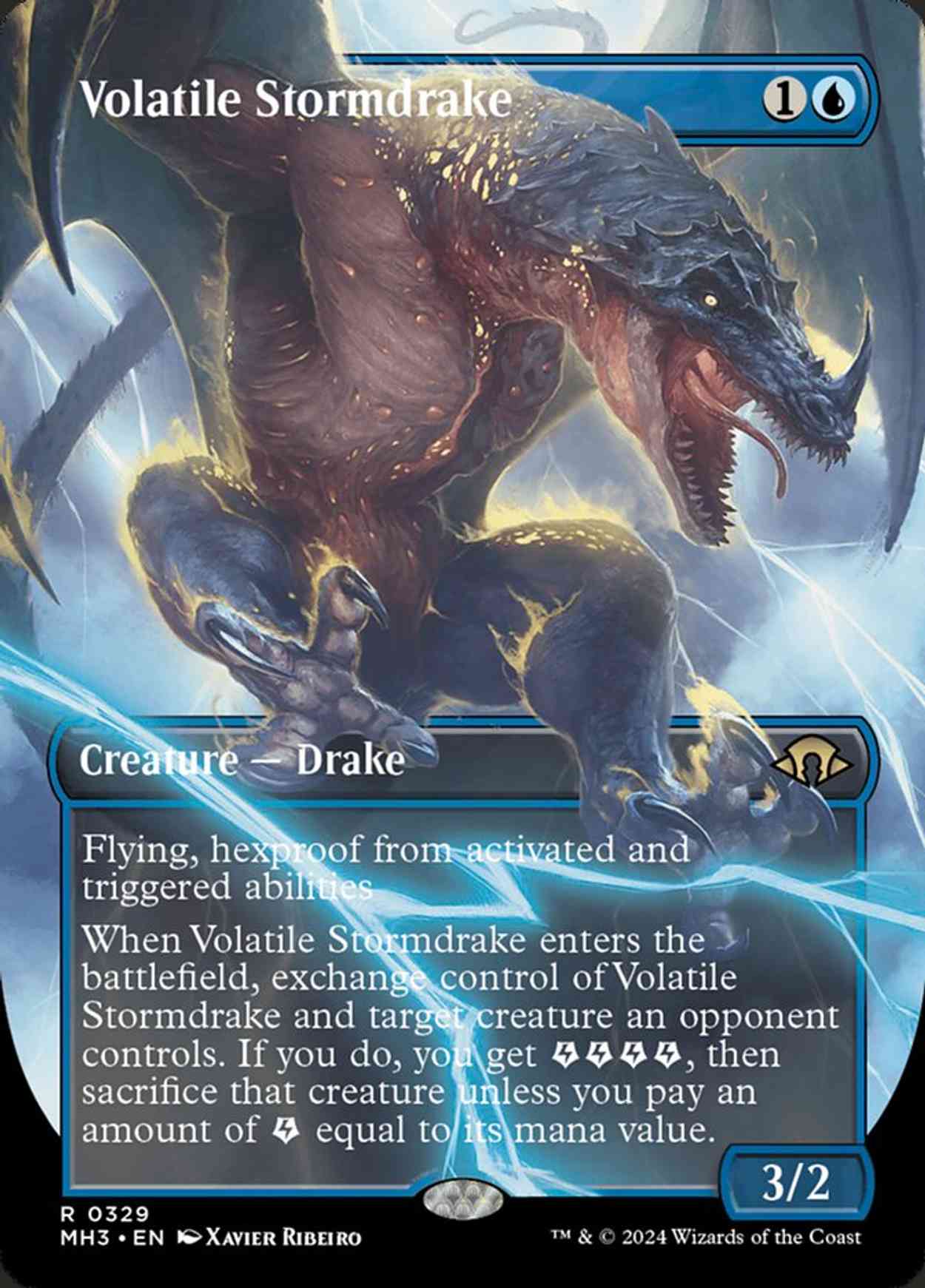 Volatile Stormdrake (Borderless) magic card front