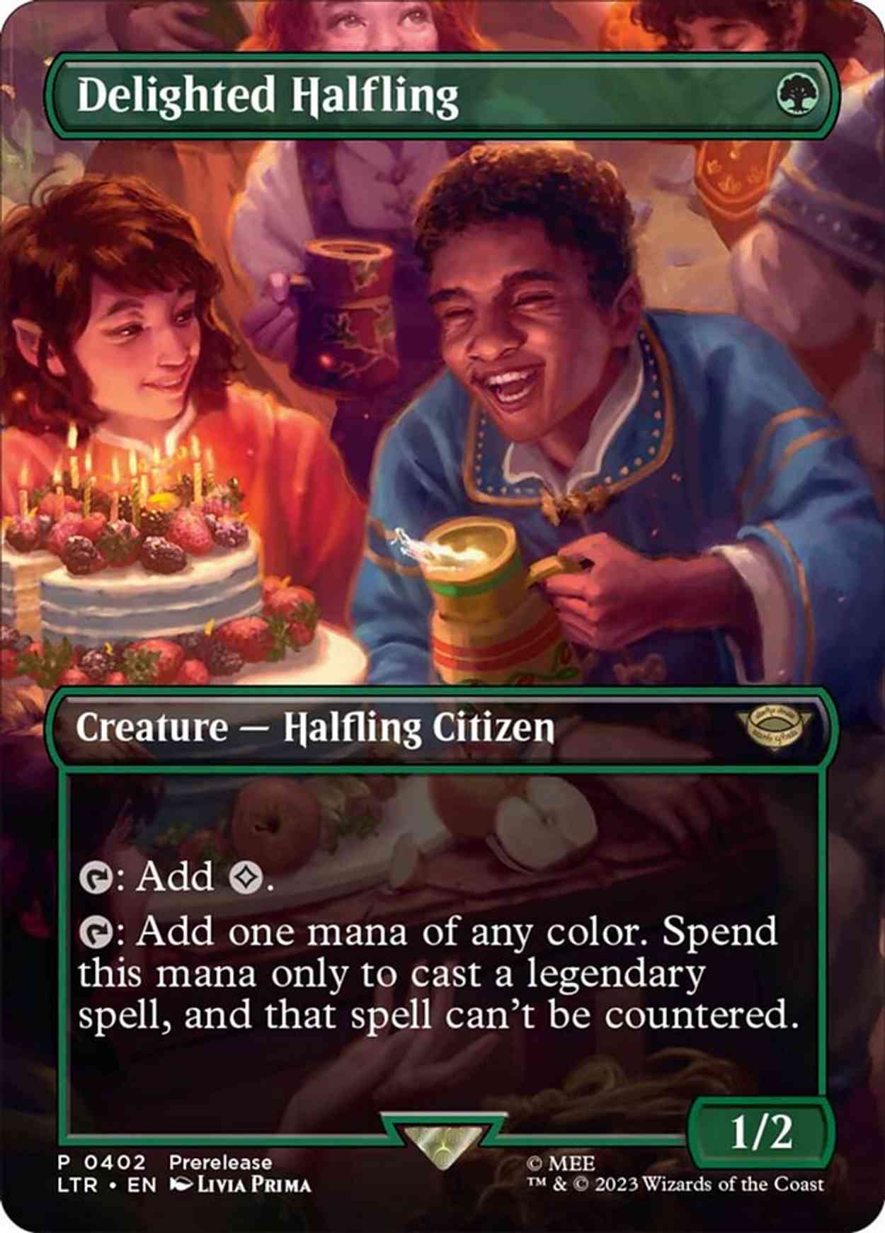 Delighted Halfling (Borderless) magic card front