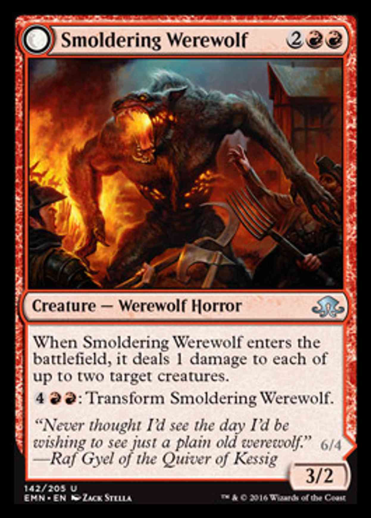 Smoldering Werewolf magic card front