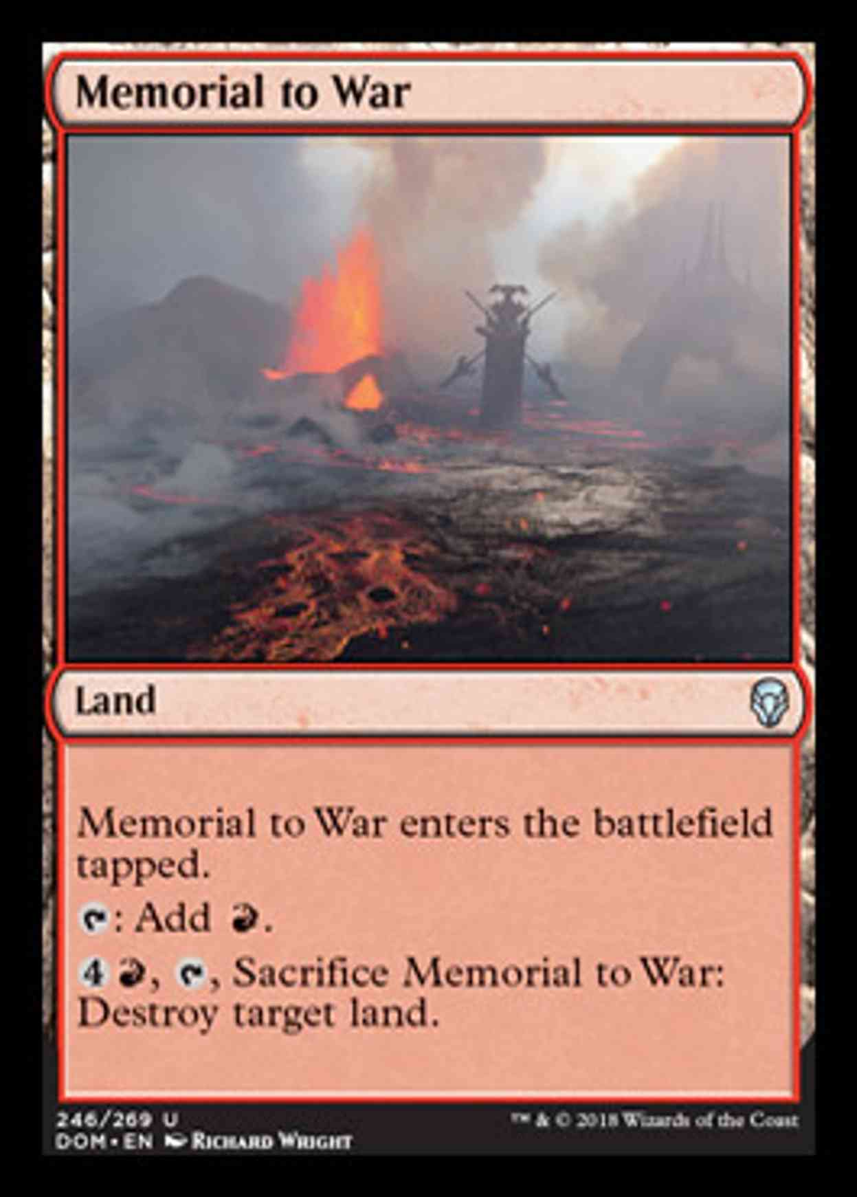 Memorial to War magic card front