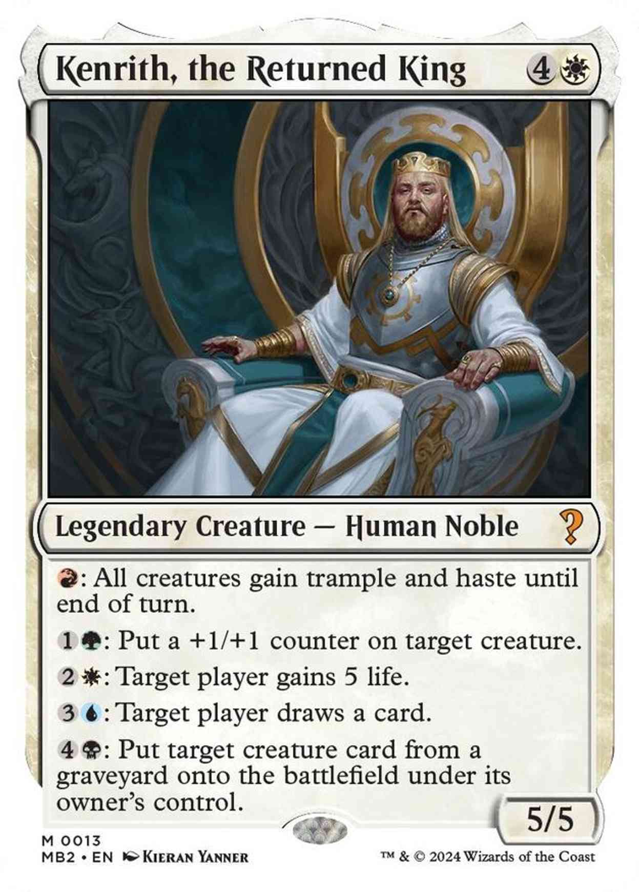 Kenrith, the Returned King (White Border) magic card front