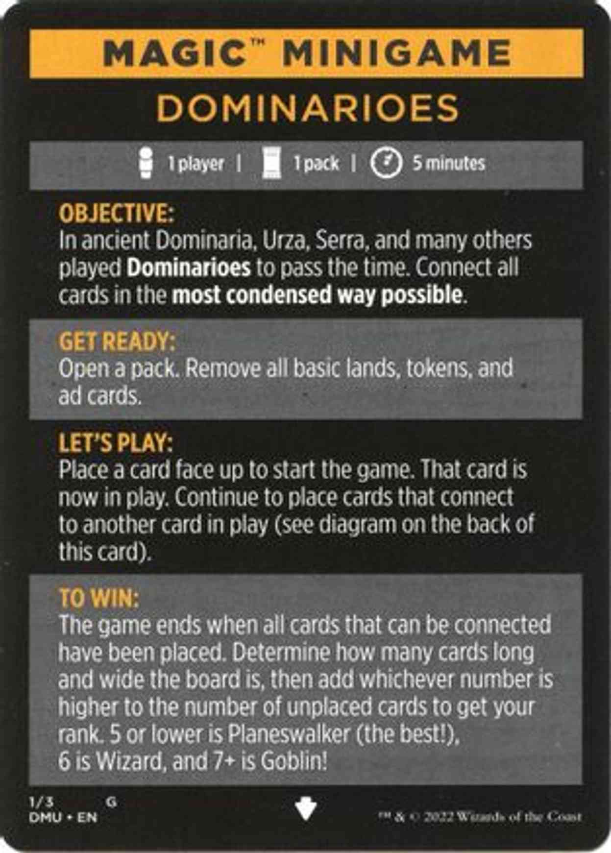 Magic Minigame: Dominarioes magic card front